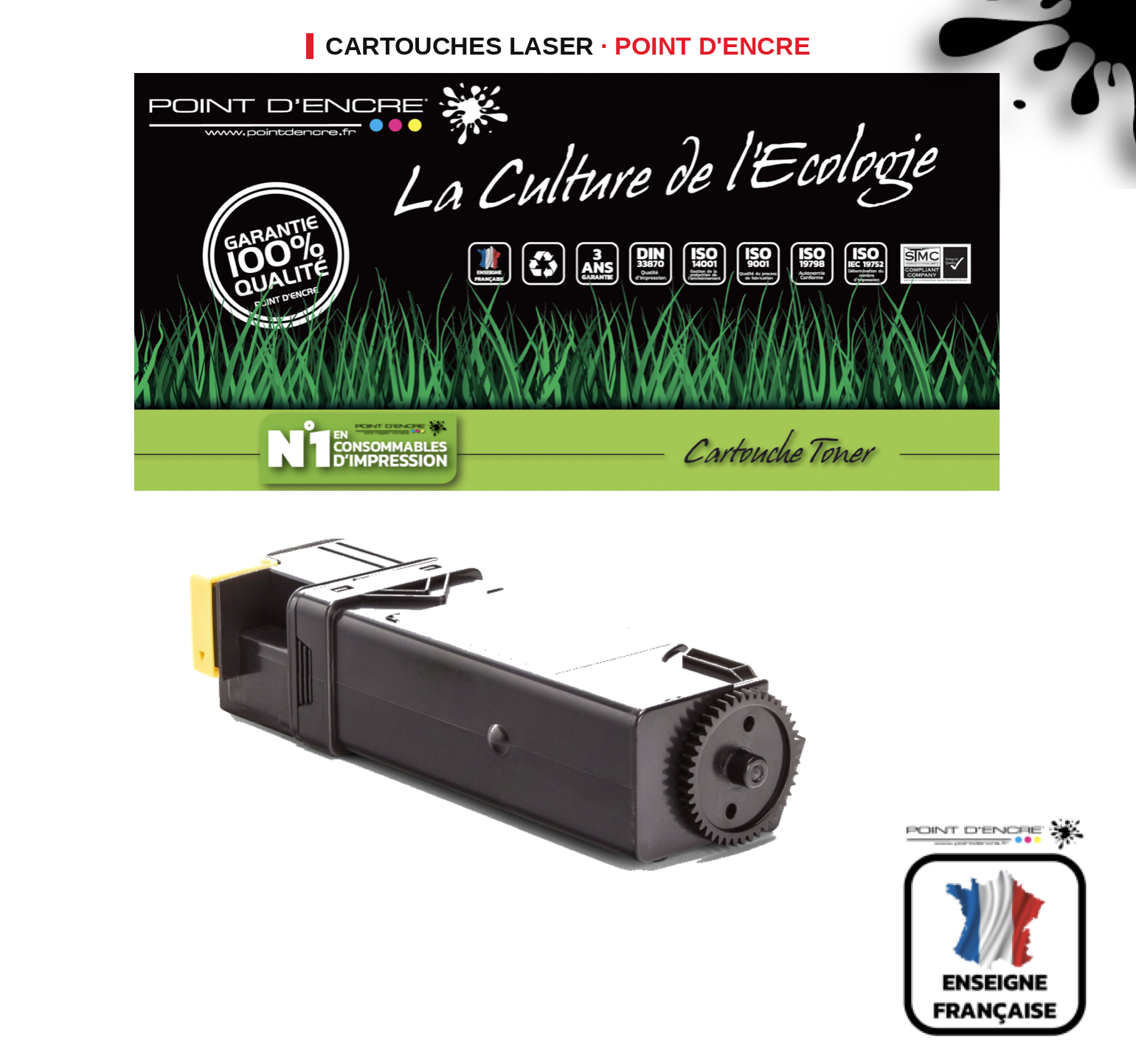 Cartouche laser POINT D'ENCRE Xerox 6500 — JAUNE