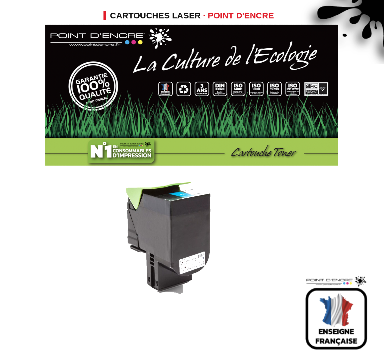 Cartouche laser POINT D'ENCRE Lexmark 702HC — CYAN