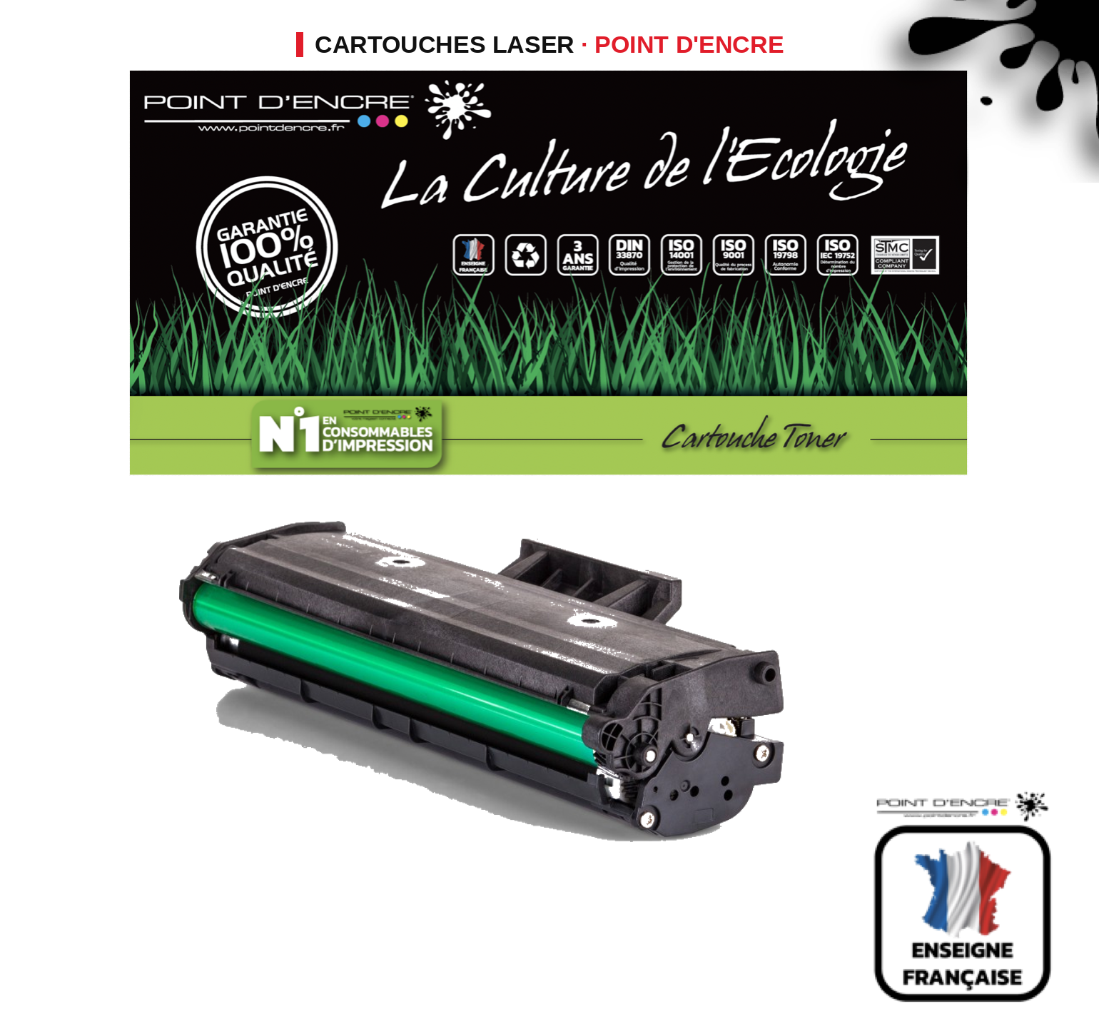 Cartouche laser POINT D'ENCRE Dell B1160 — NOIR