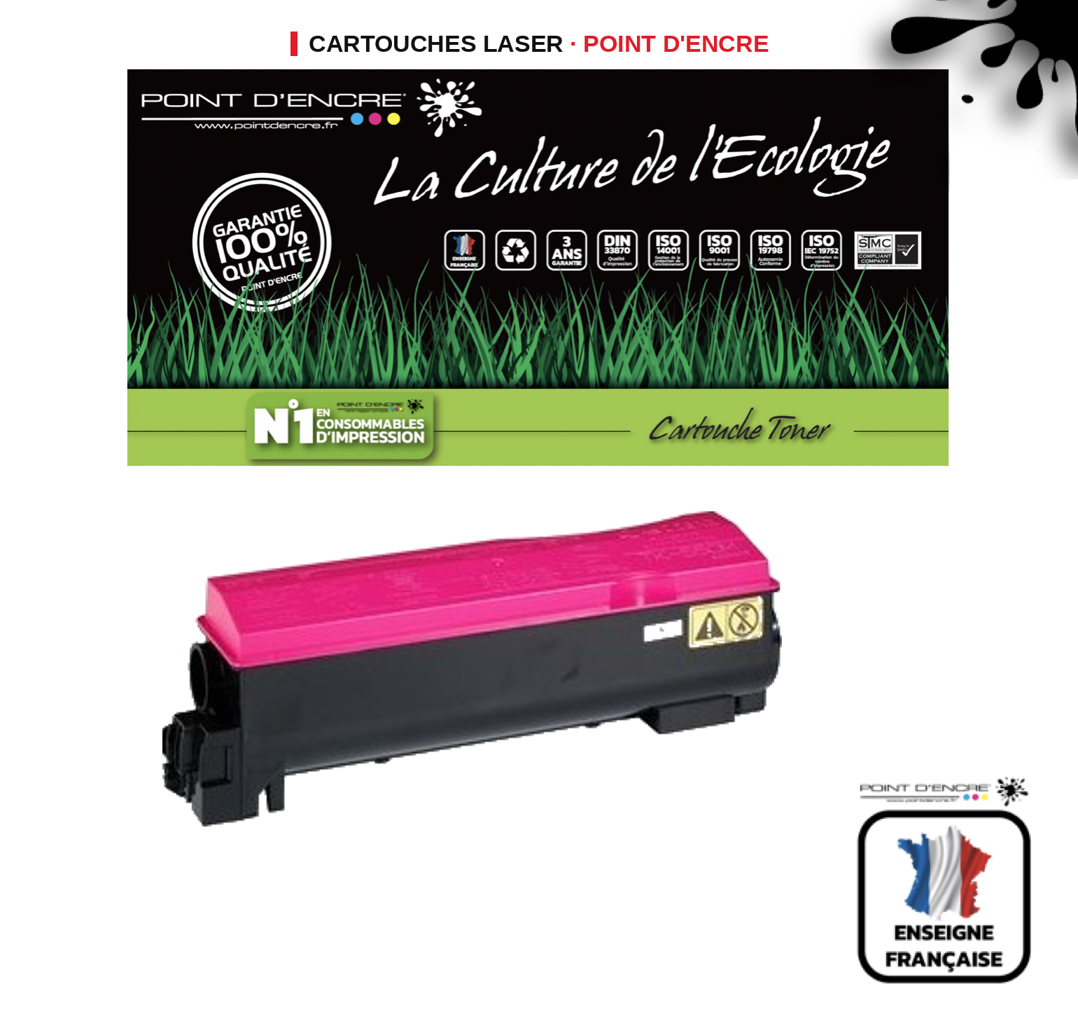 Cartouche laser POINT D'ENCRE Kyocera 550C — CYAN