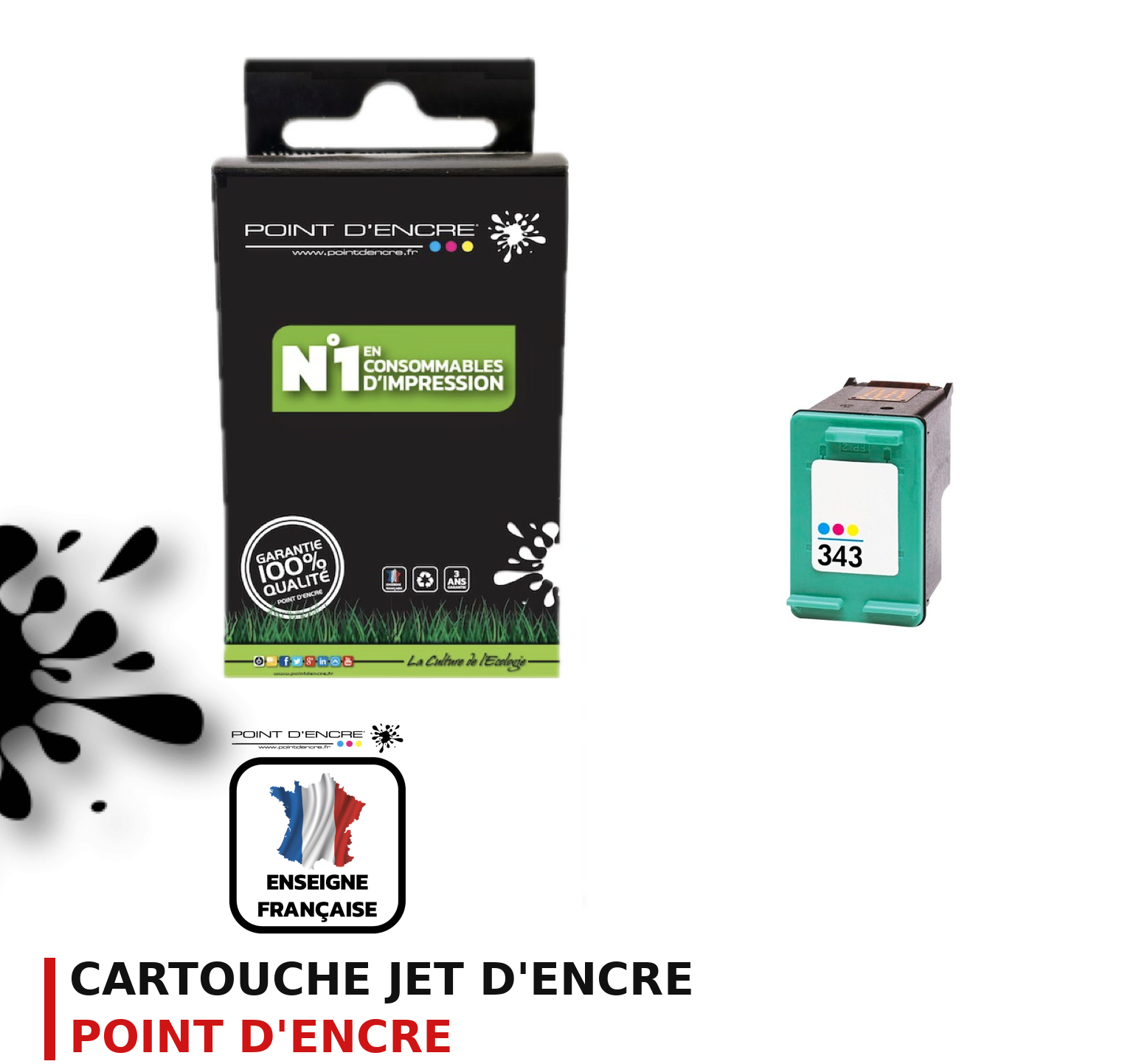 Cartouche d'encre POINT D'ENCRE Hp 343XL — COULEUR