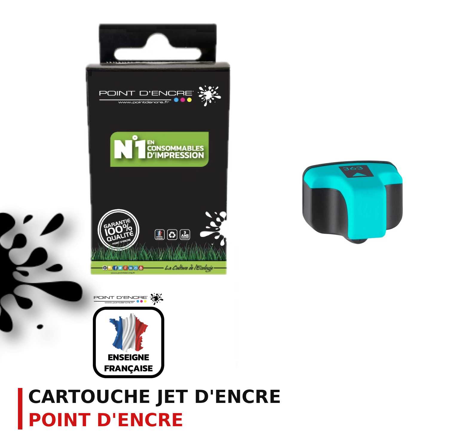 Cartouche d'encre POINT D'ENCRE Hp 363 — CYAN