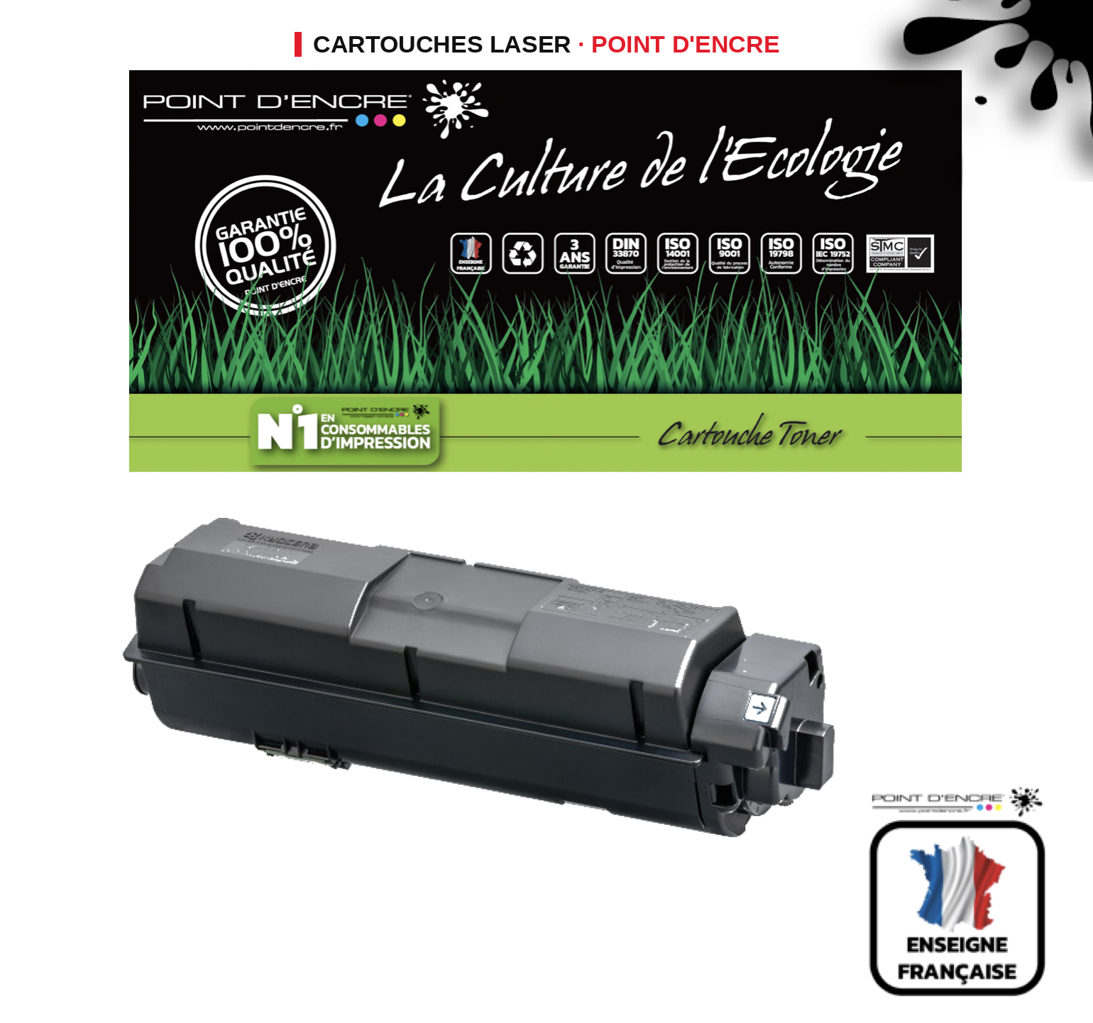 Cartouche laser POINT D'ENCRE Kyocera 1170 — NOIR
