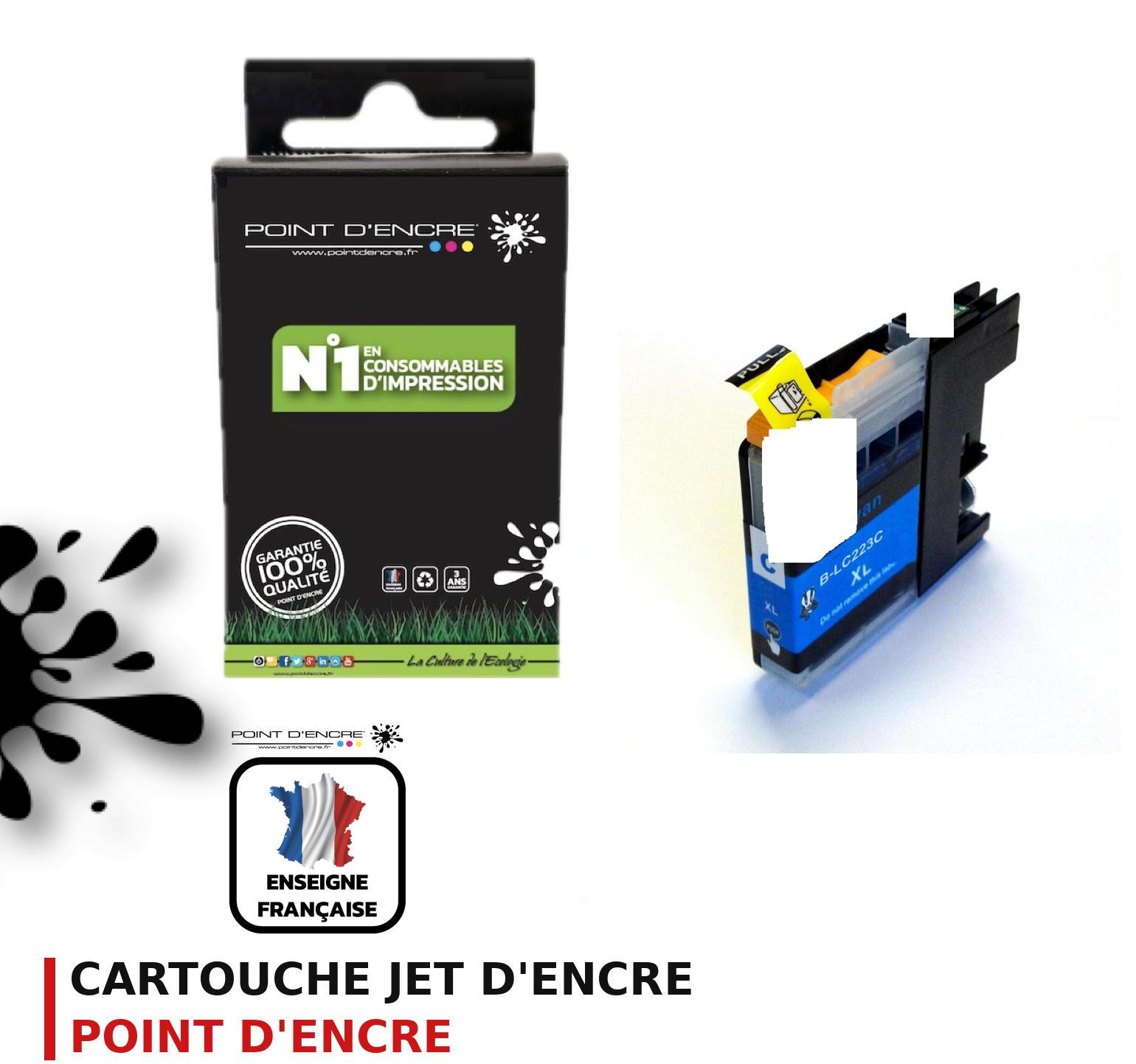Cartouche d'encre POINT D'ENCRE Brother LC223C — CYAN