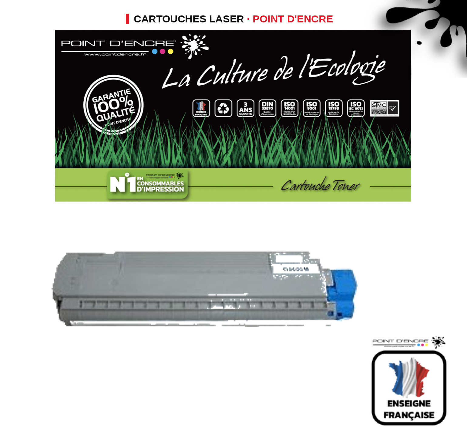 Cartouche laser POINT D'ENCRE Oki C8600 — MAGENTA