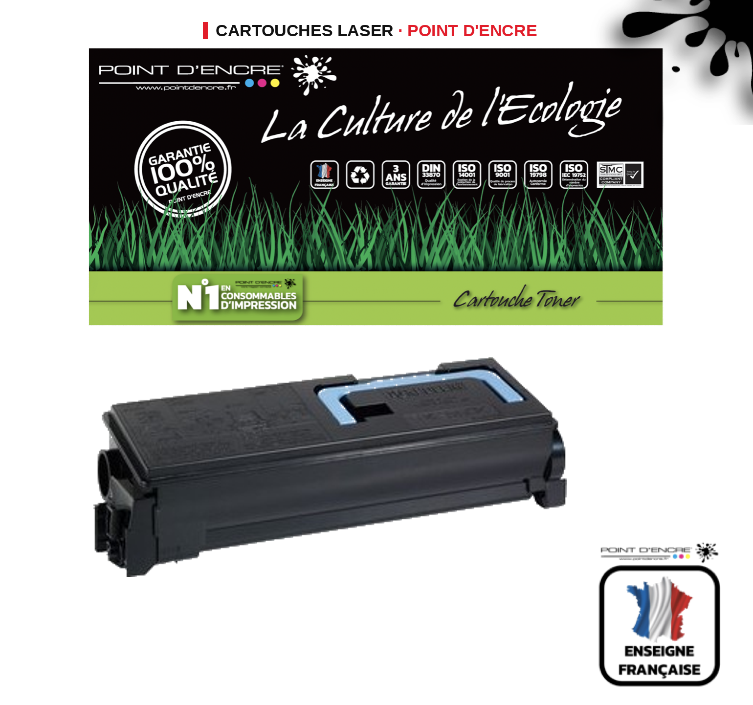Cartouche laser POINT D'ENCRE Kyocera 550K — NOIR