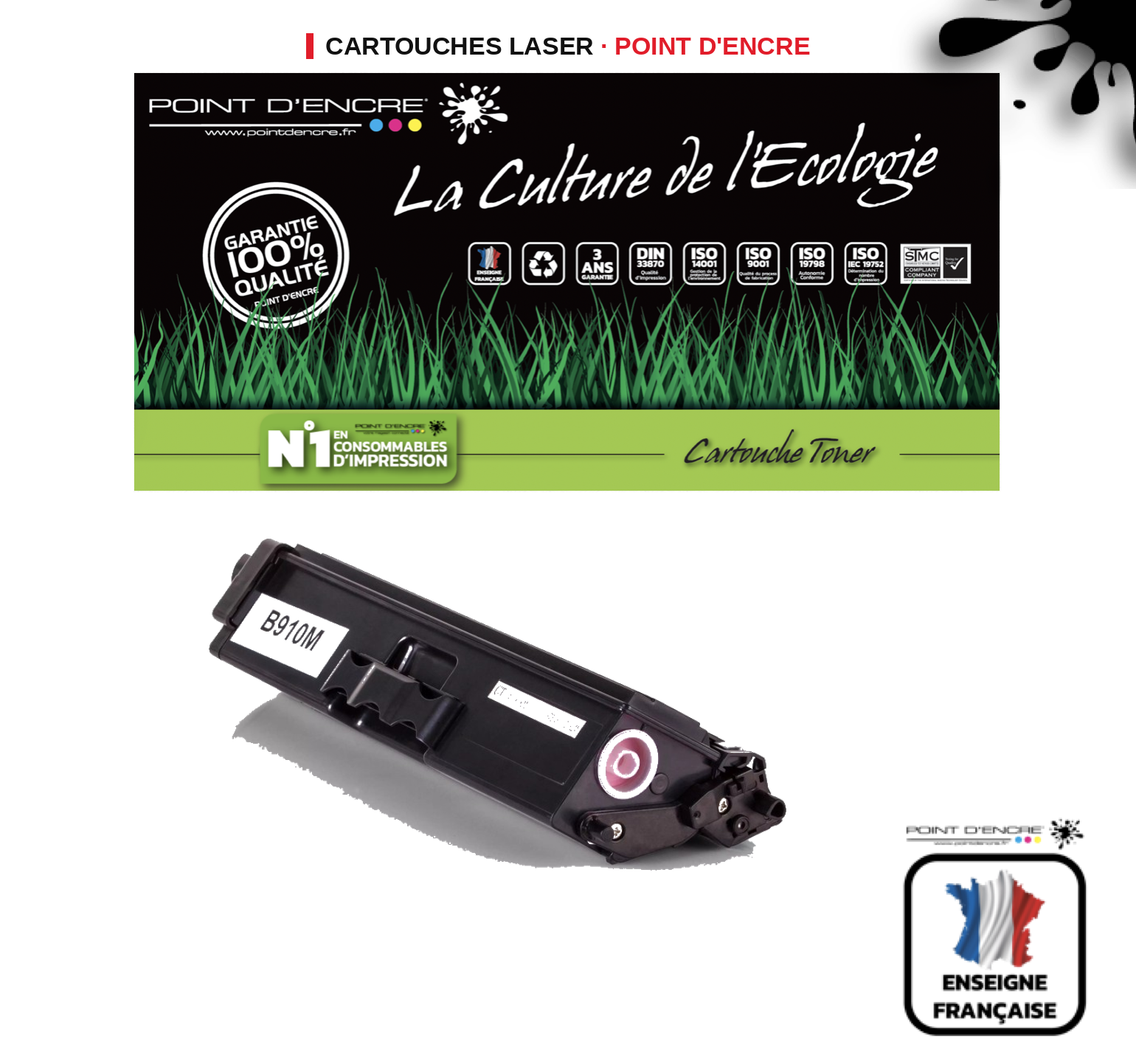 Cartouche laser POINT D'ENCRE Brother 910M — MAGENTA