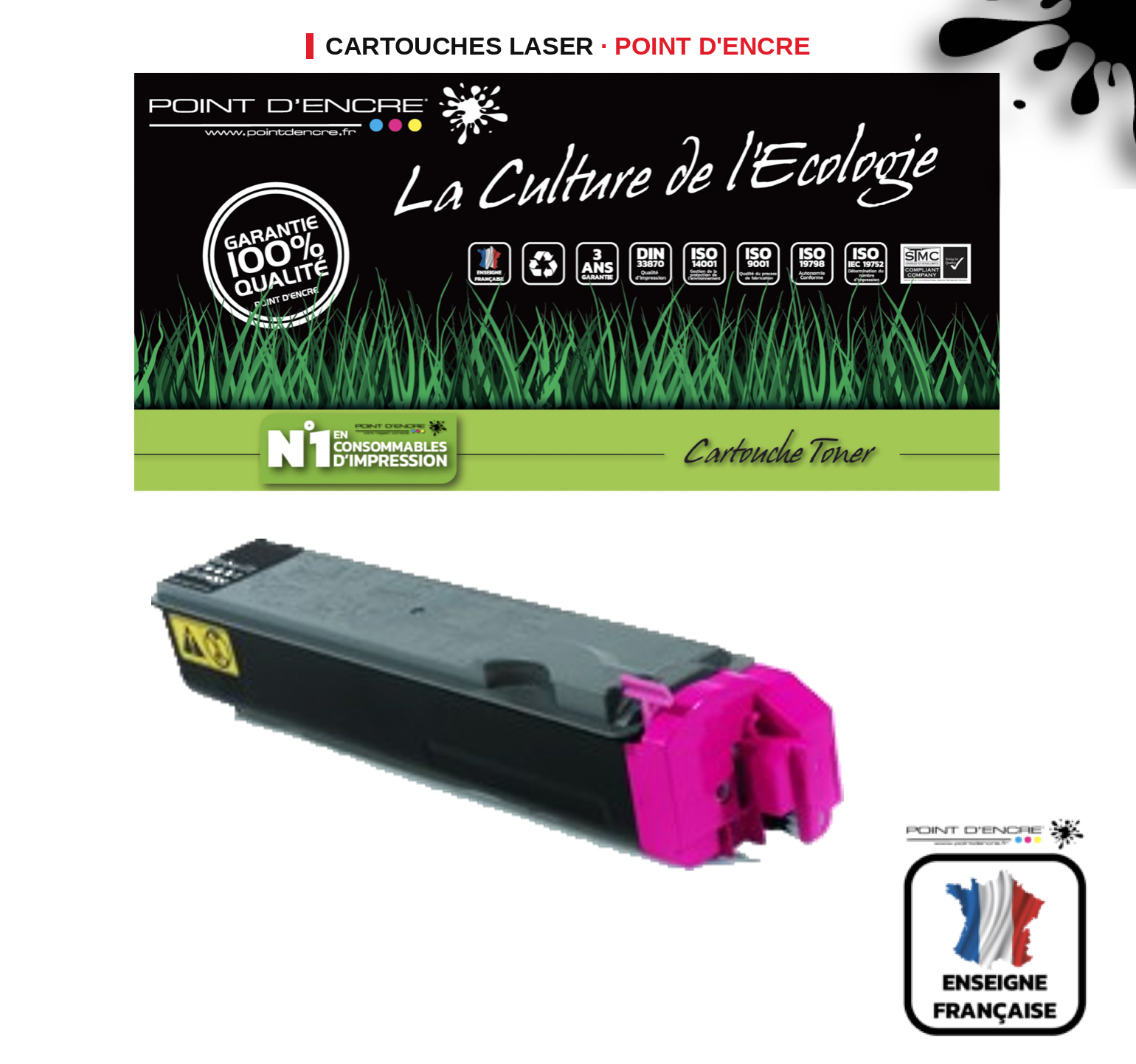 Cartouche laser POINT D'ENCRE Kyocera TK510 — MAGENTA