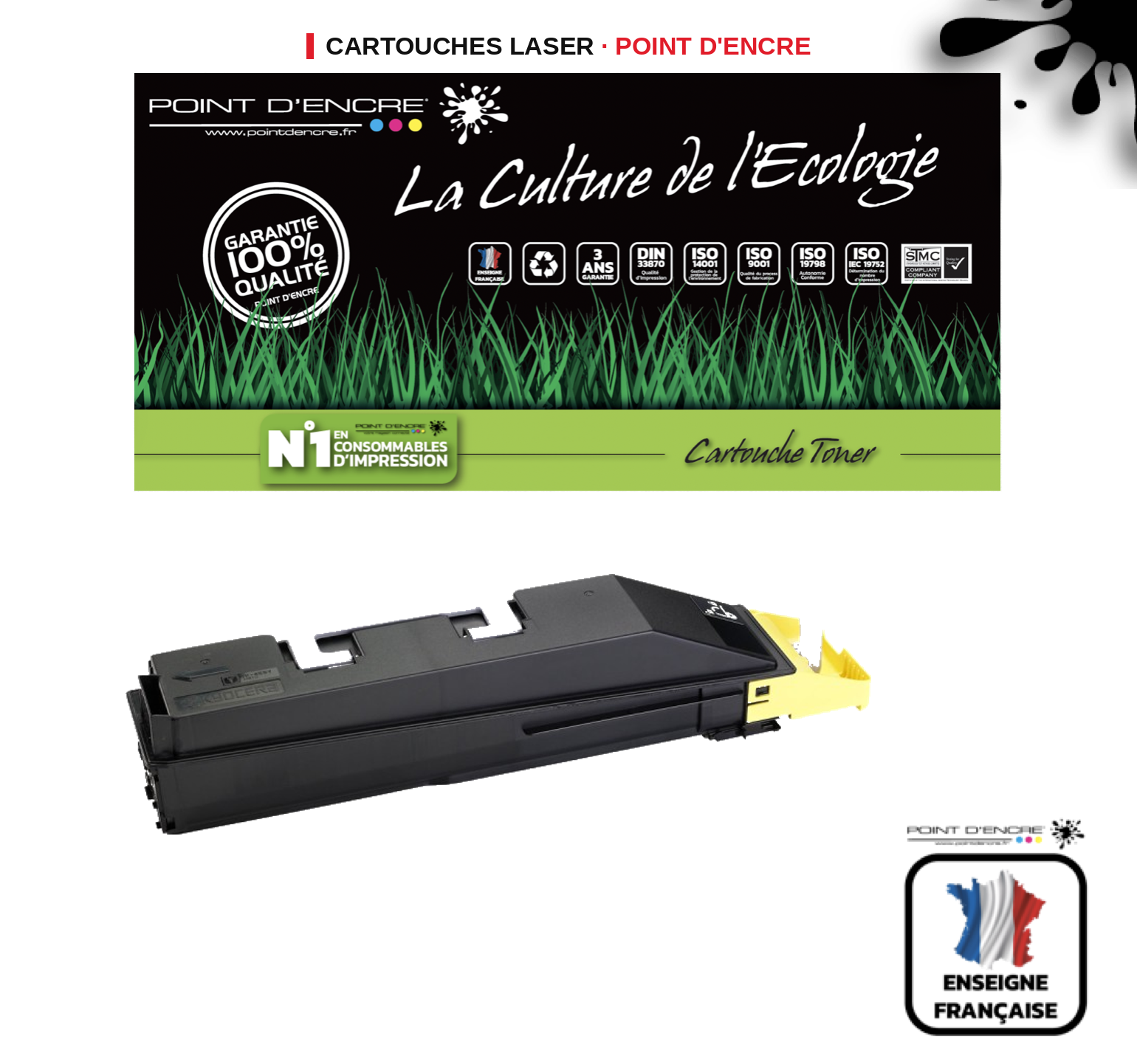 Cartouche laser POINT D'ENCRE Kyocera TK855Y — JAUNE