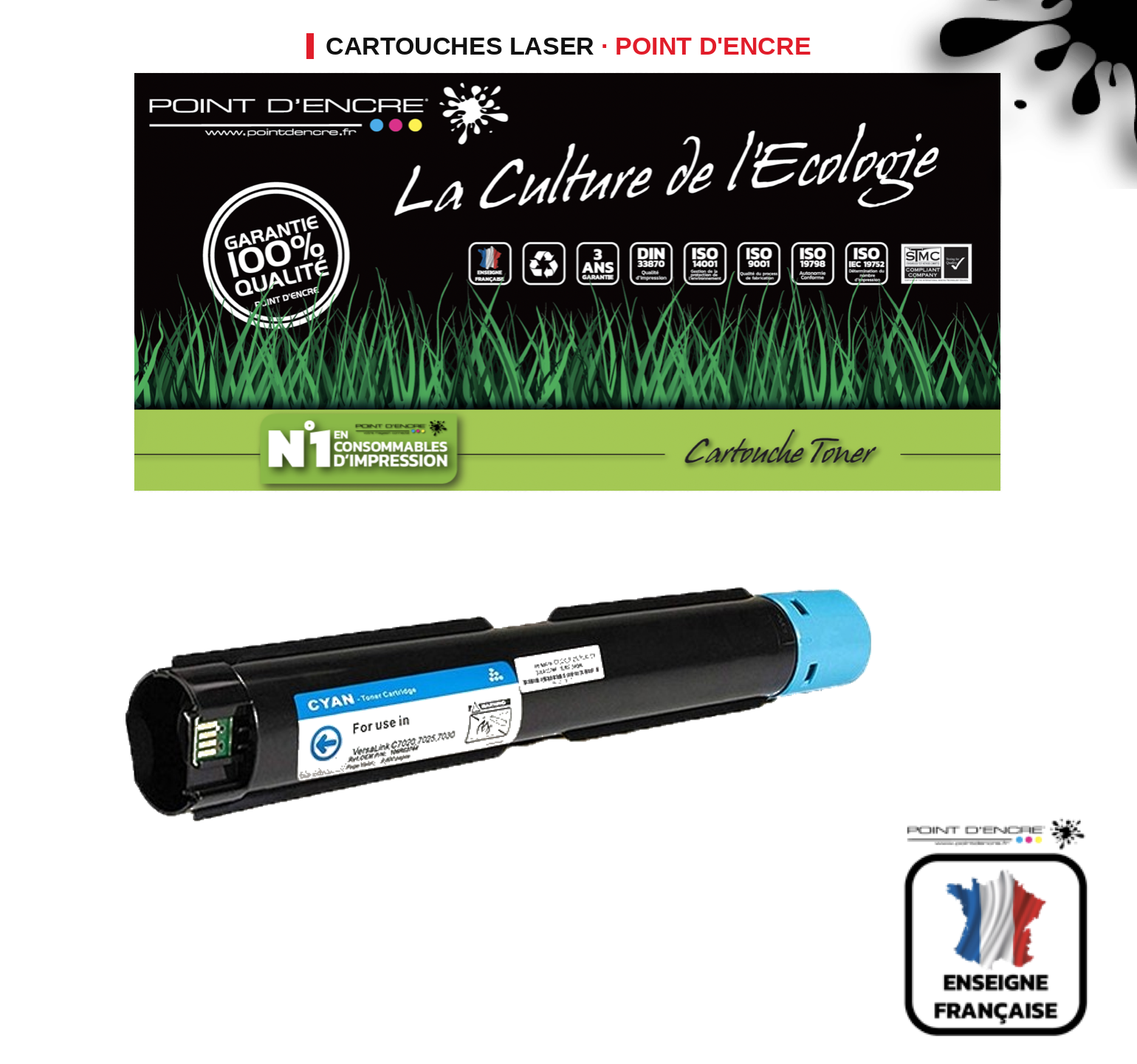 Cartouche laser POINT D'ENCRE Xerox C7000 — CYAN