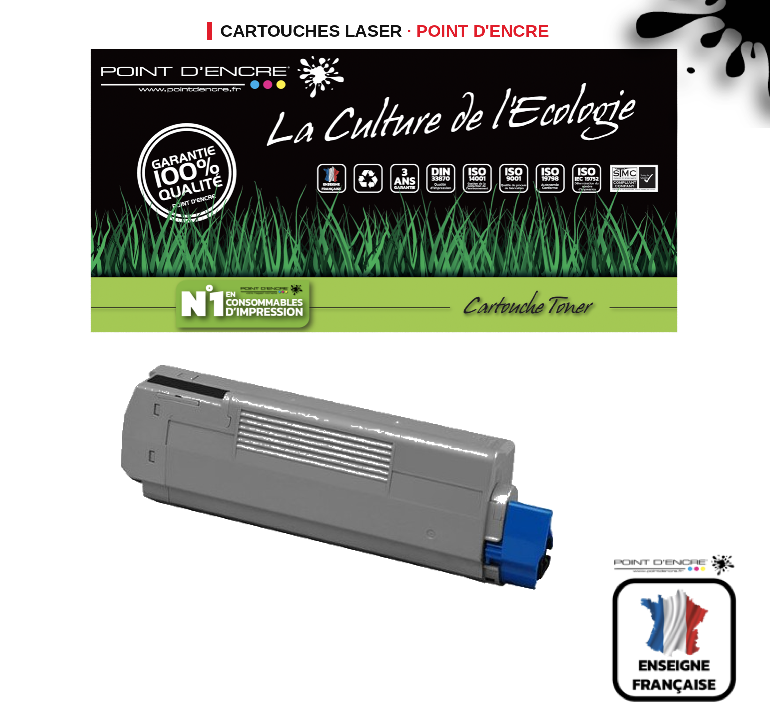 Cartouche laser POINT D'ENCRE Oki C5600 — NOIR