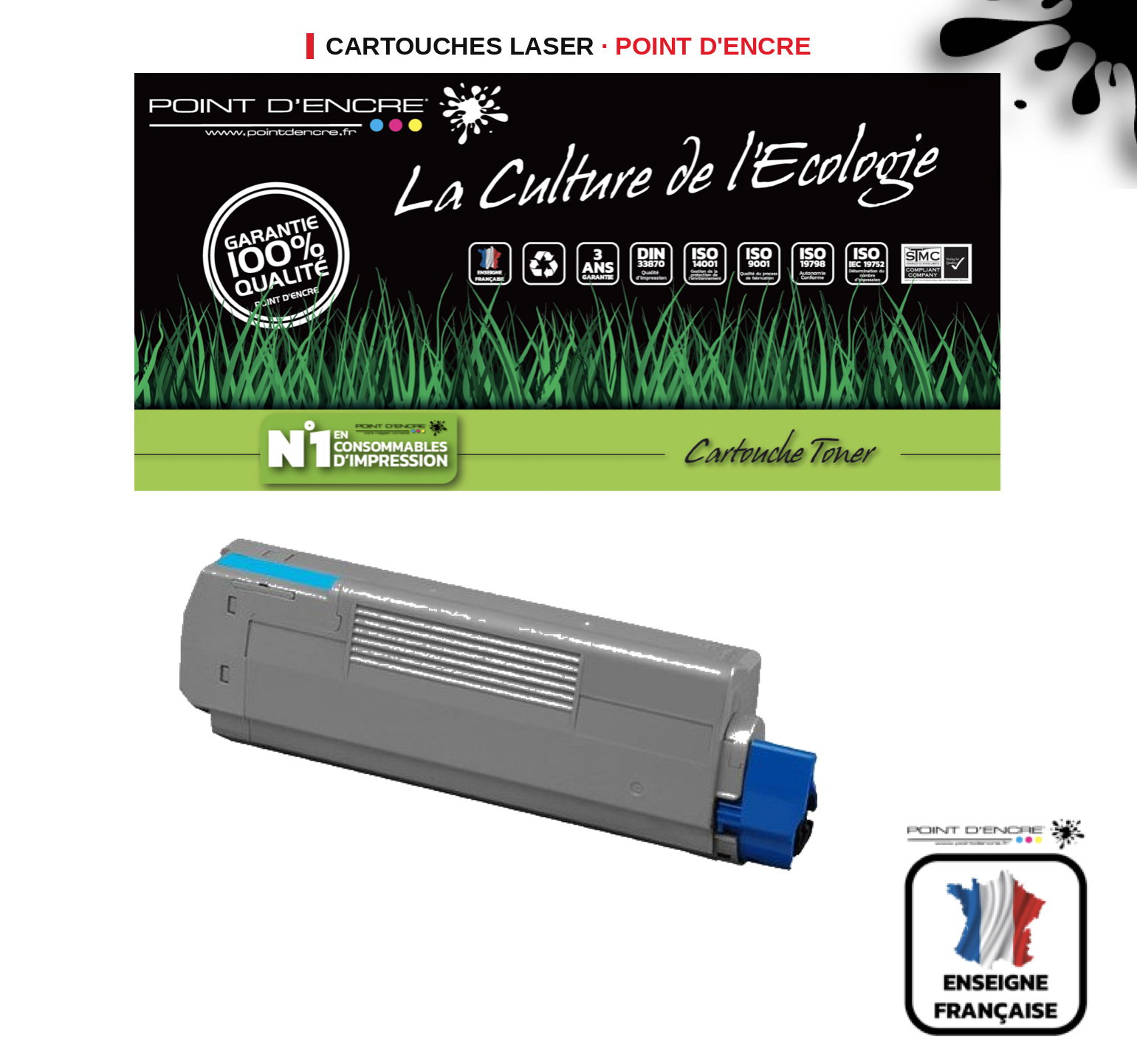 Cartouche laser POINT D'ENCRE Oki C5600 — CYAN