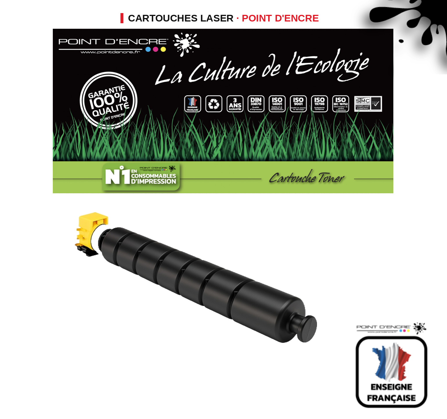 Cartouche laser POINT D'ENCRE Kyocera TK8605 — JAUNE