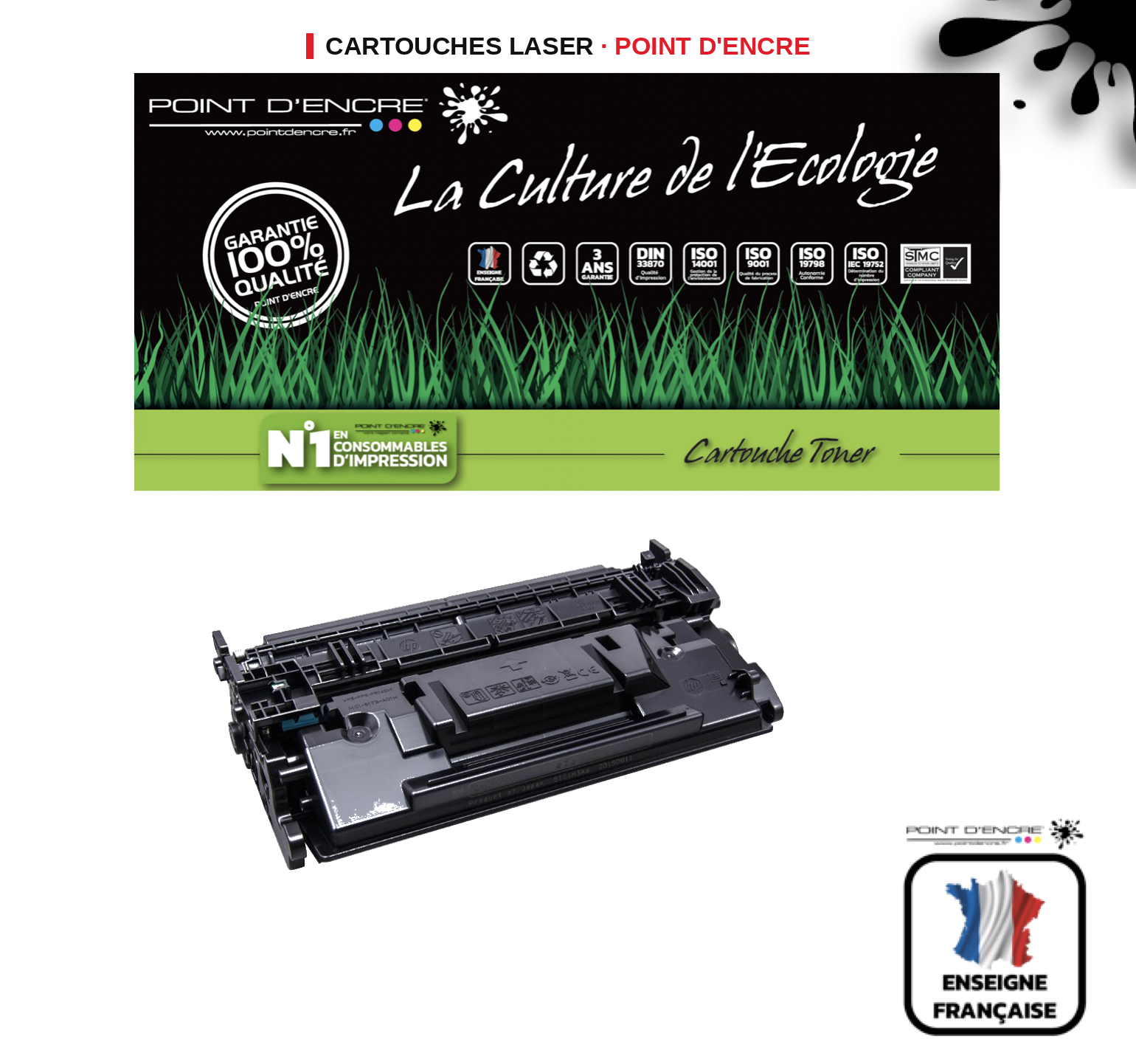 Cartouche laser POINT D'ENCRE Hp 87X — NOIR