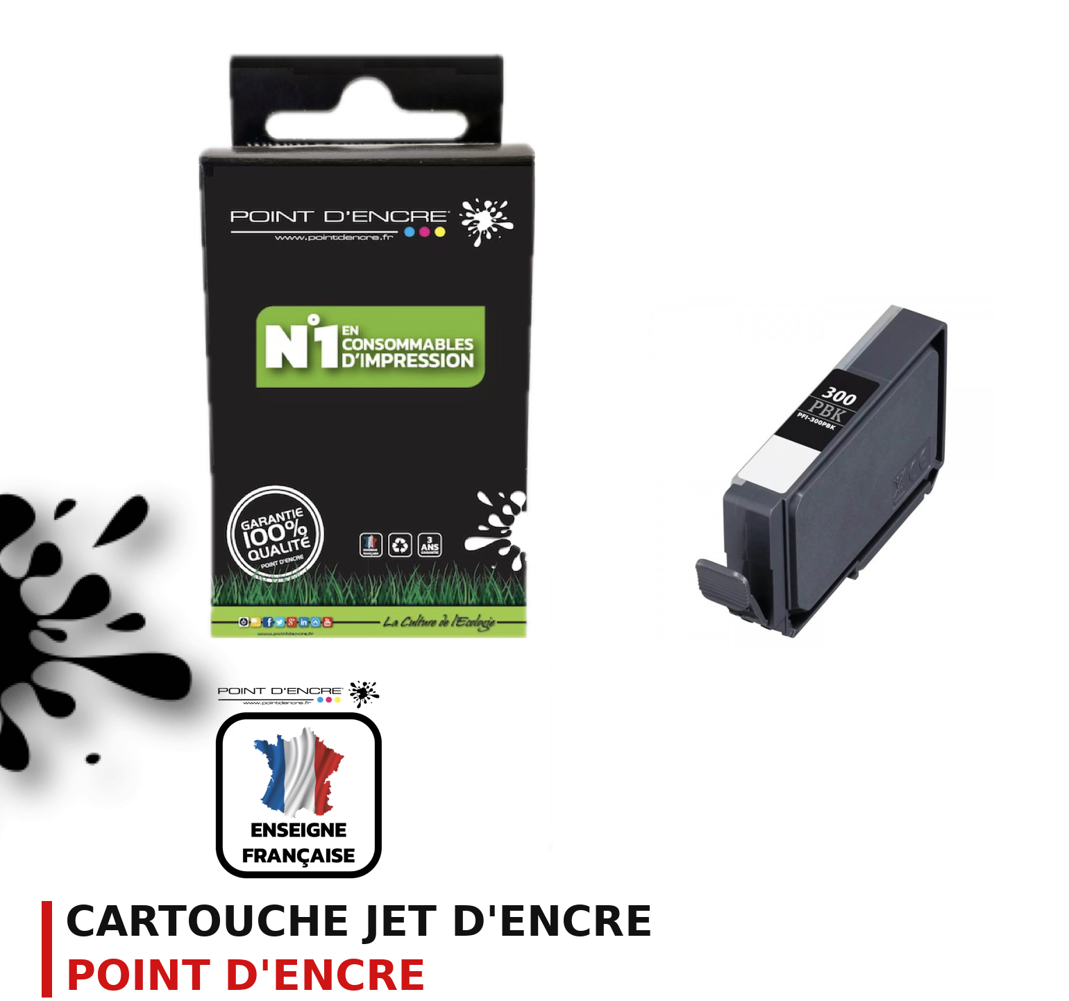 Cartouche d'encre POINT D'ENCRE Canon PFI300 — NOIR