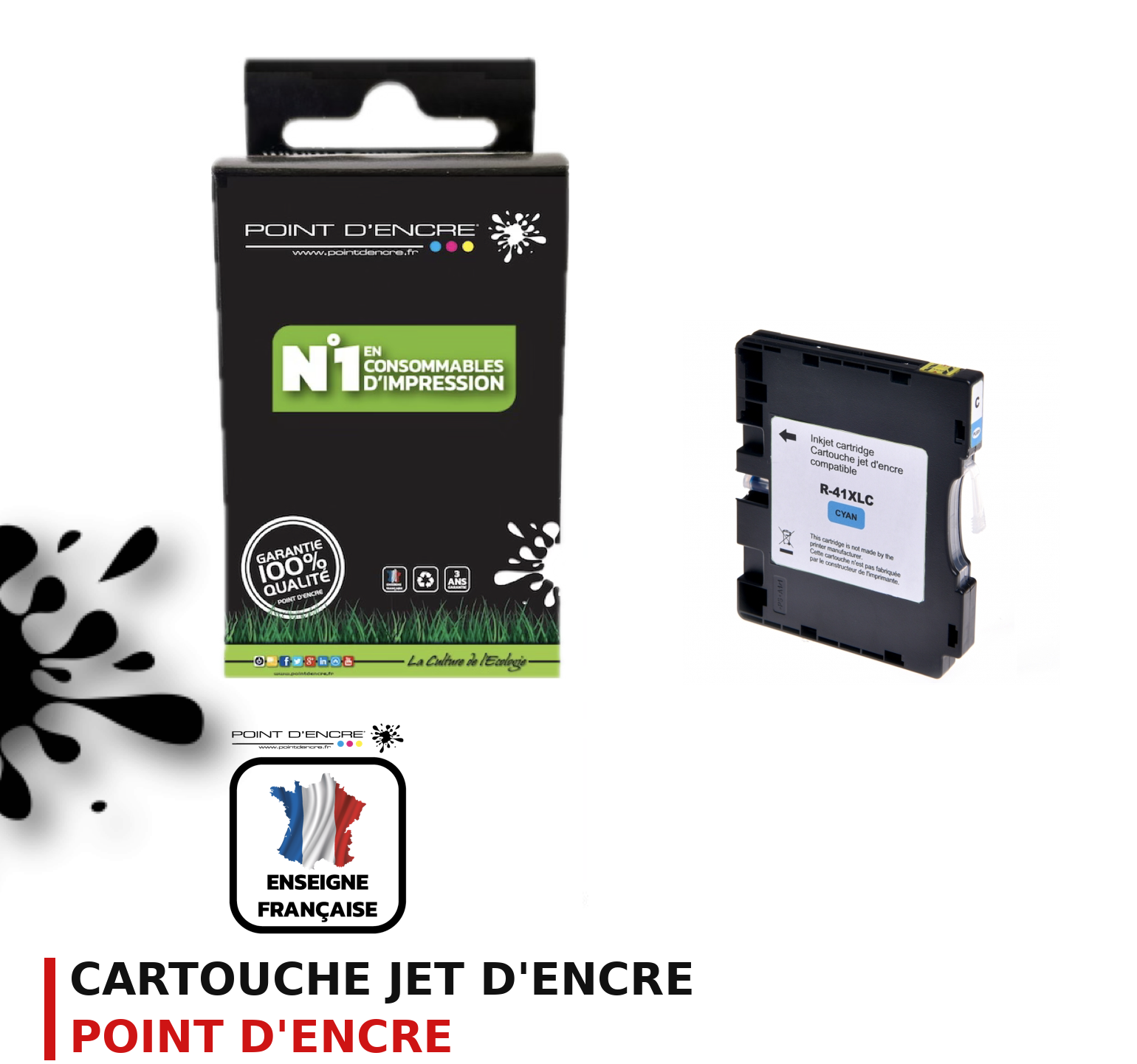 Cartouche d'encre POINT D'ENCRE Ricoh 41C — CYAN