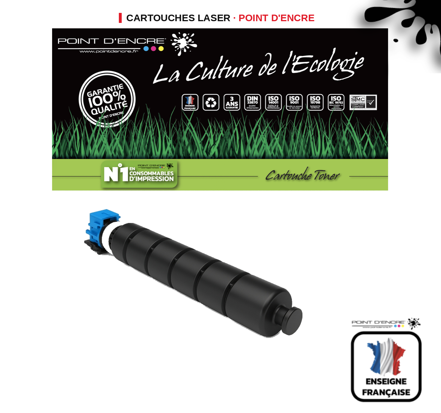 Cartouche laser POINT D'ENCRE Kyocera TK8455 — CYAN