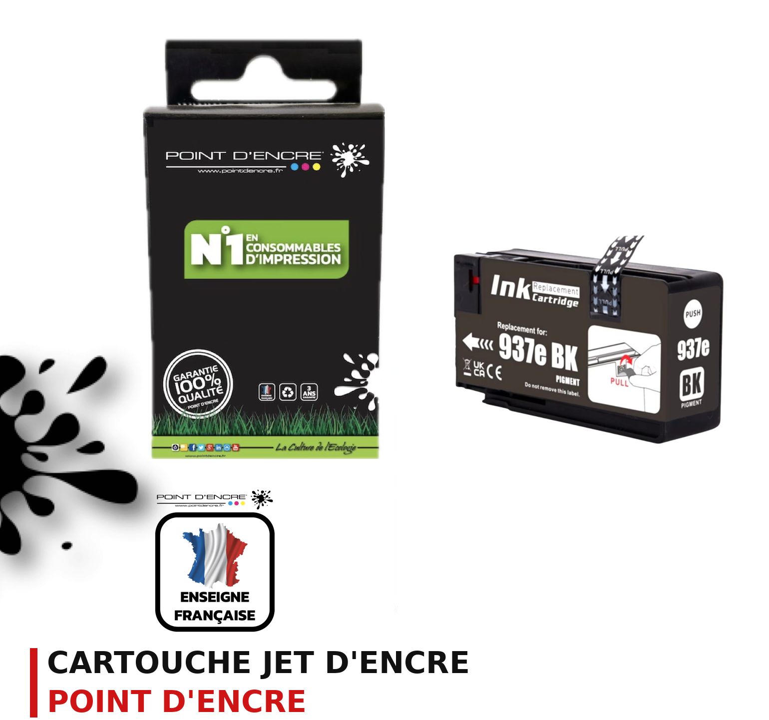 Cartouche d'encre POINT D'ENCRE Hp 937E — NOIR