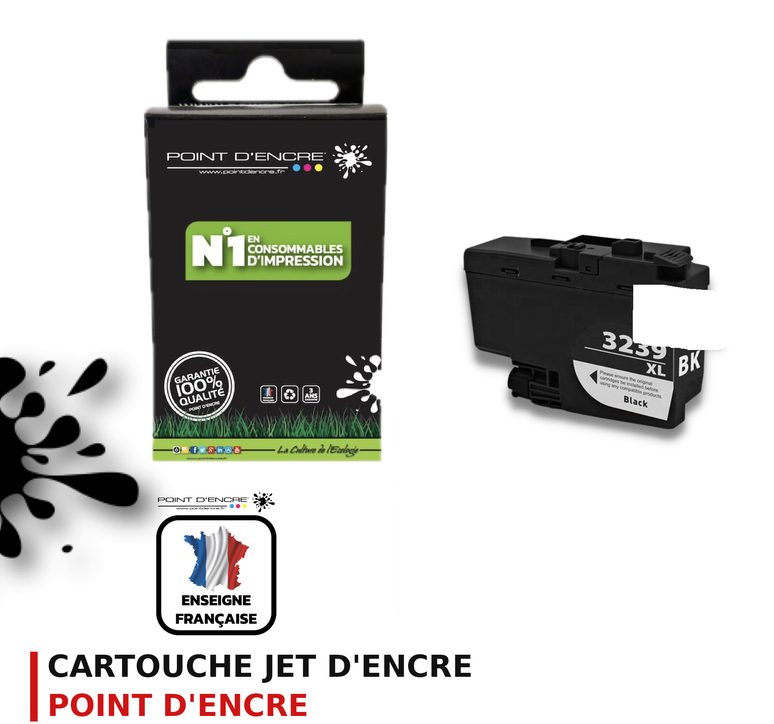 Cartouche d'encre POINT D'ENCRE Brother 3239XLBK — NOIR