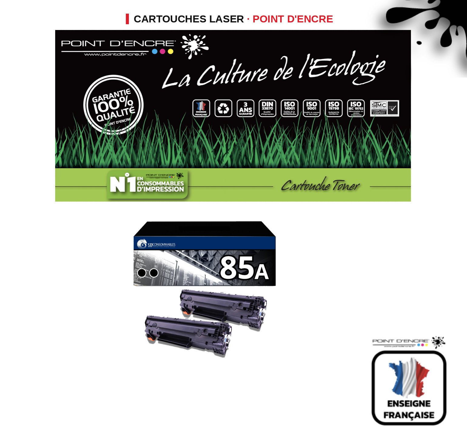 Cartouche laser POINT D'ENCRE Hp 85A — NOIR