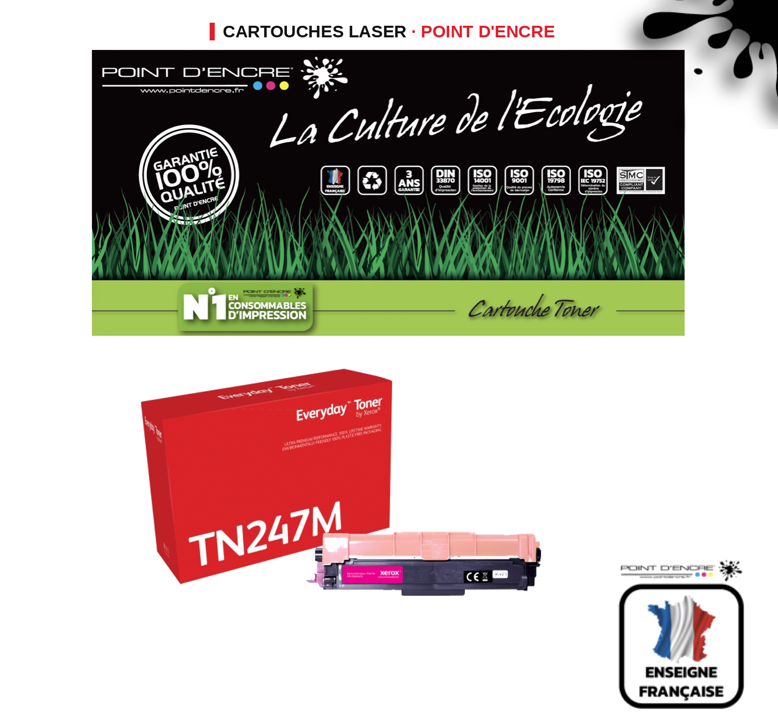 Cartouche laser POINT D'ENCRE Brother TN247 — MAGENTA