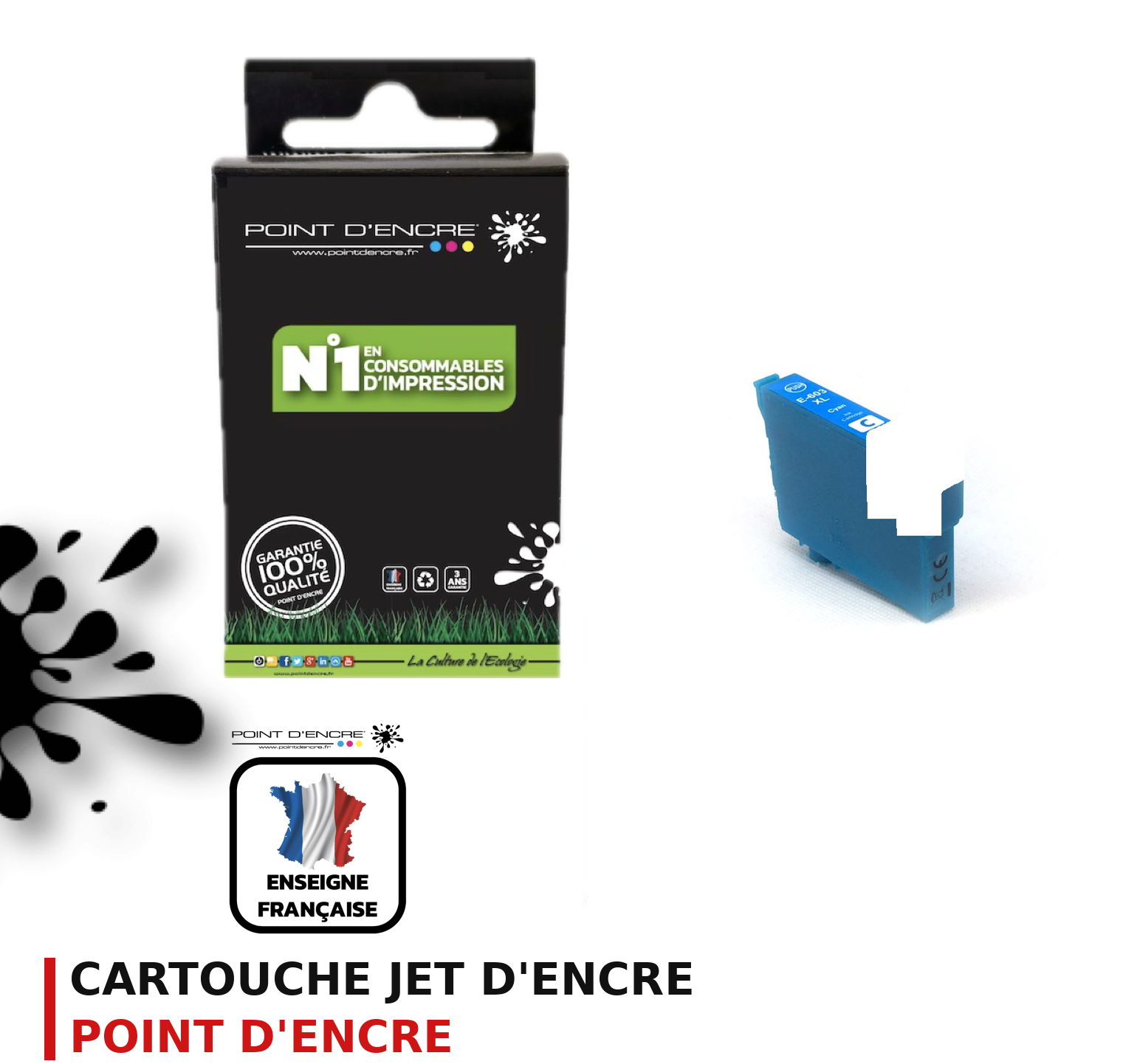 Cartouche d'encre POINT D'ENCRE Epson 603 — CYAN