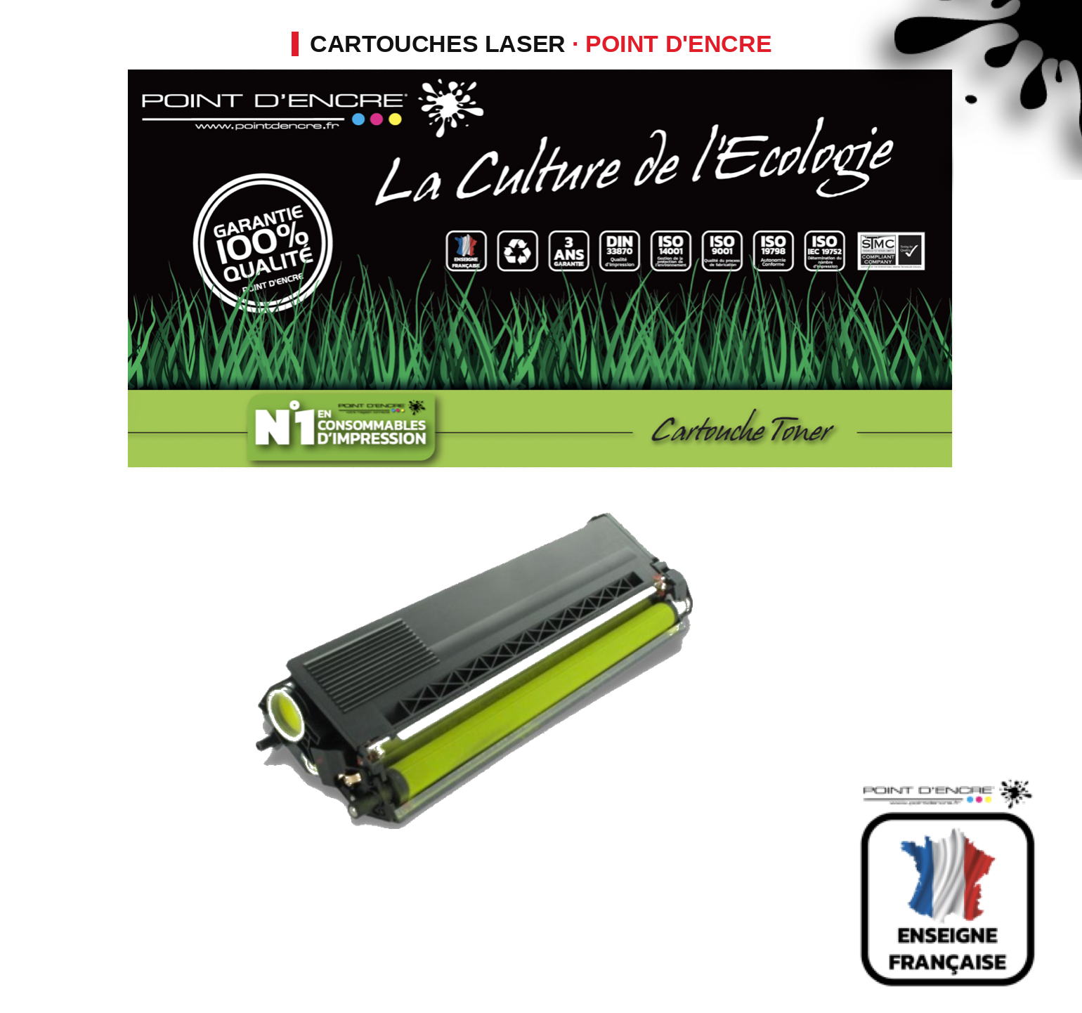 Cartouche laser POINT D'ENCRE Brother 325Y — JAUNE