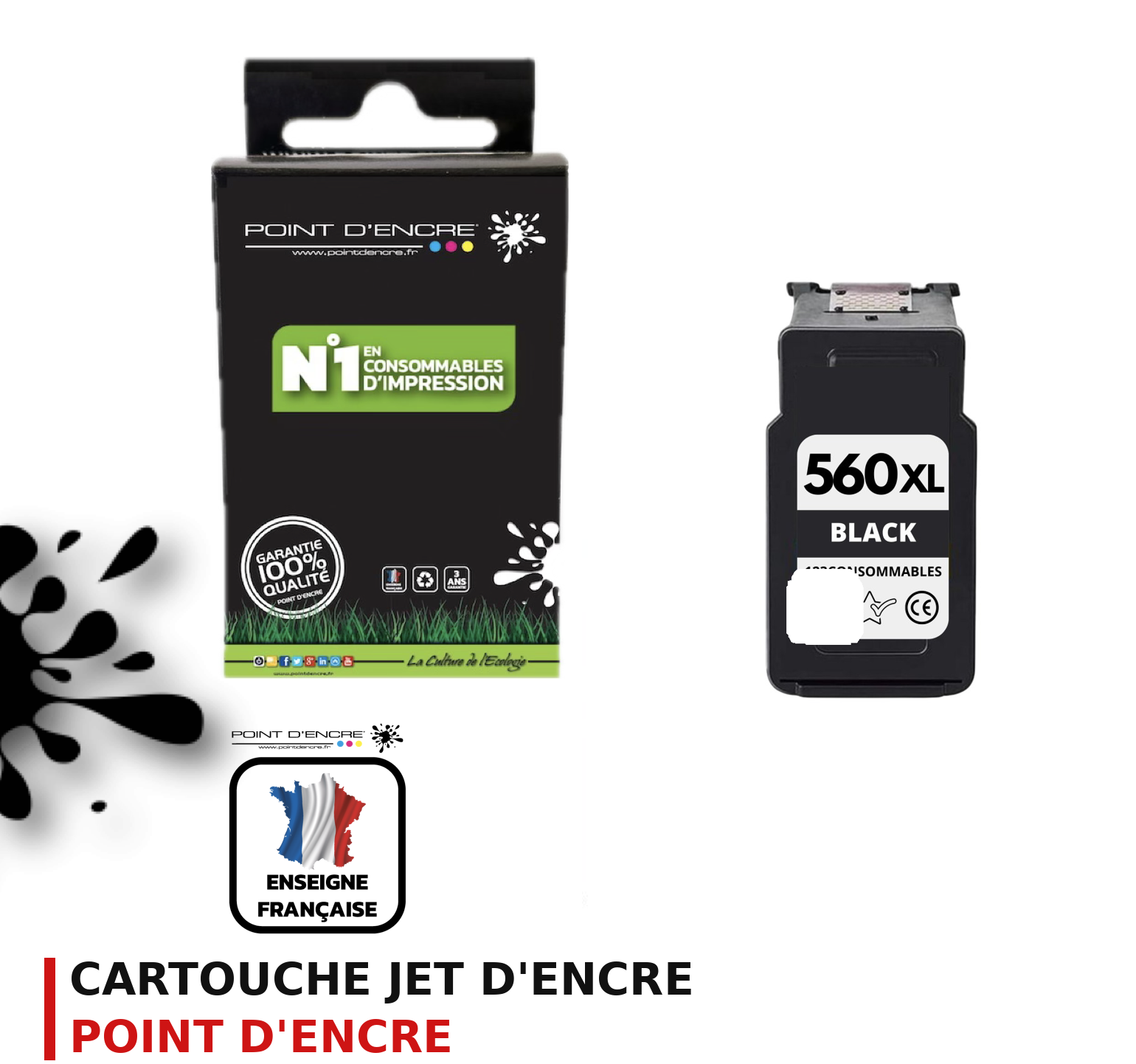 Cartouche d'encre POINT D'ENCRE Canon 560 — NOIR