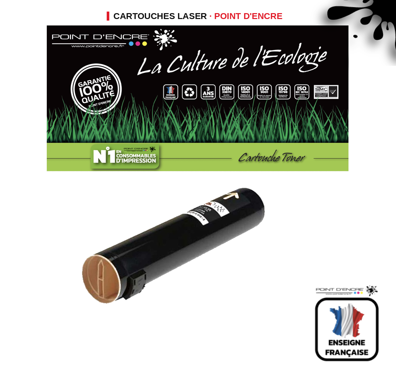 Cartouche laser POINT D'ENCRE Xerox 7760 — NOIR
