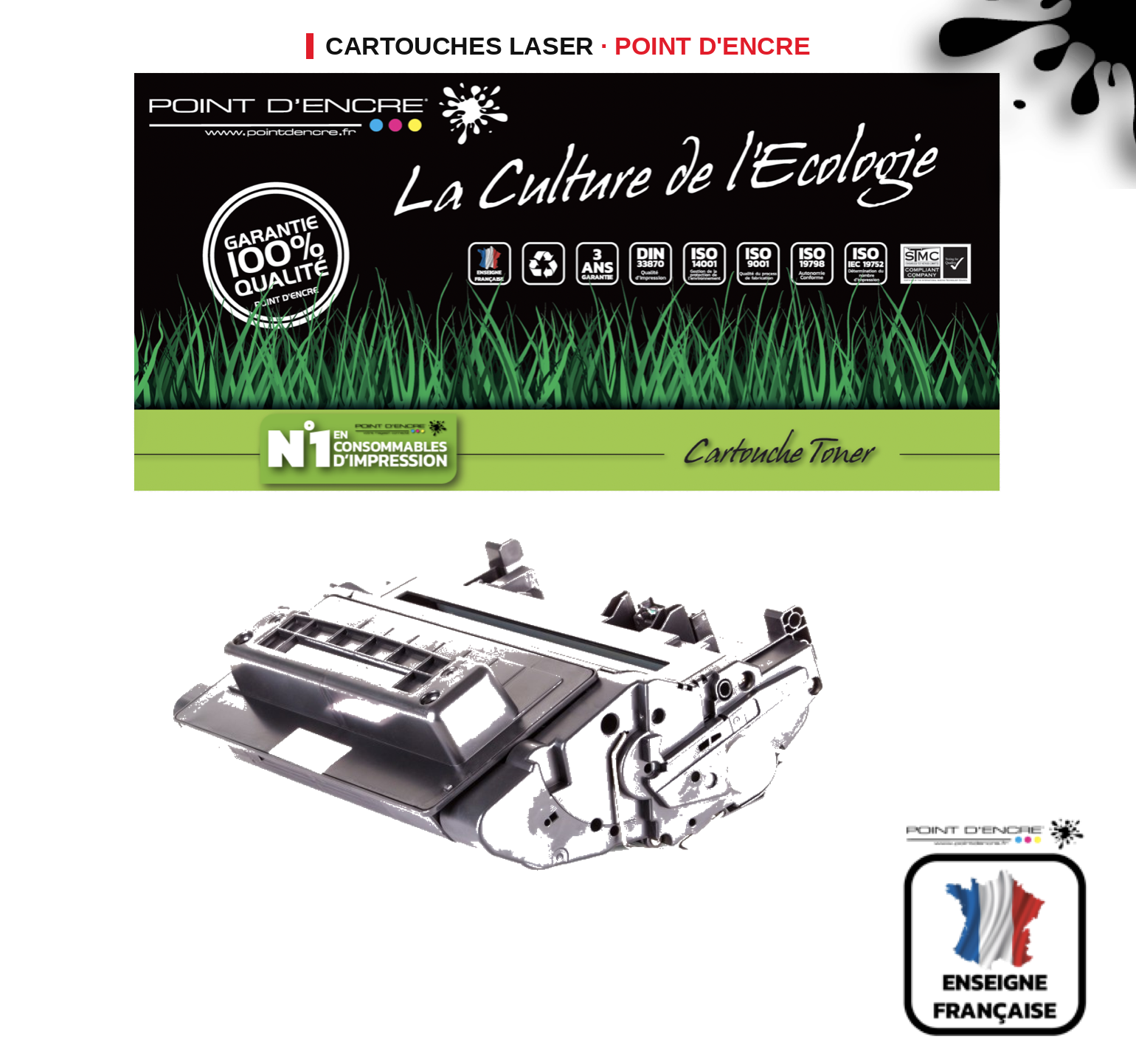 Cartouche laser POINT D'ENCRE Hp 90A — NOIR