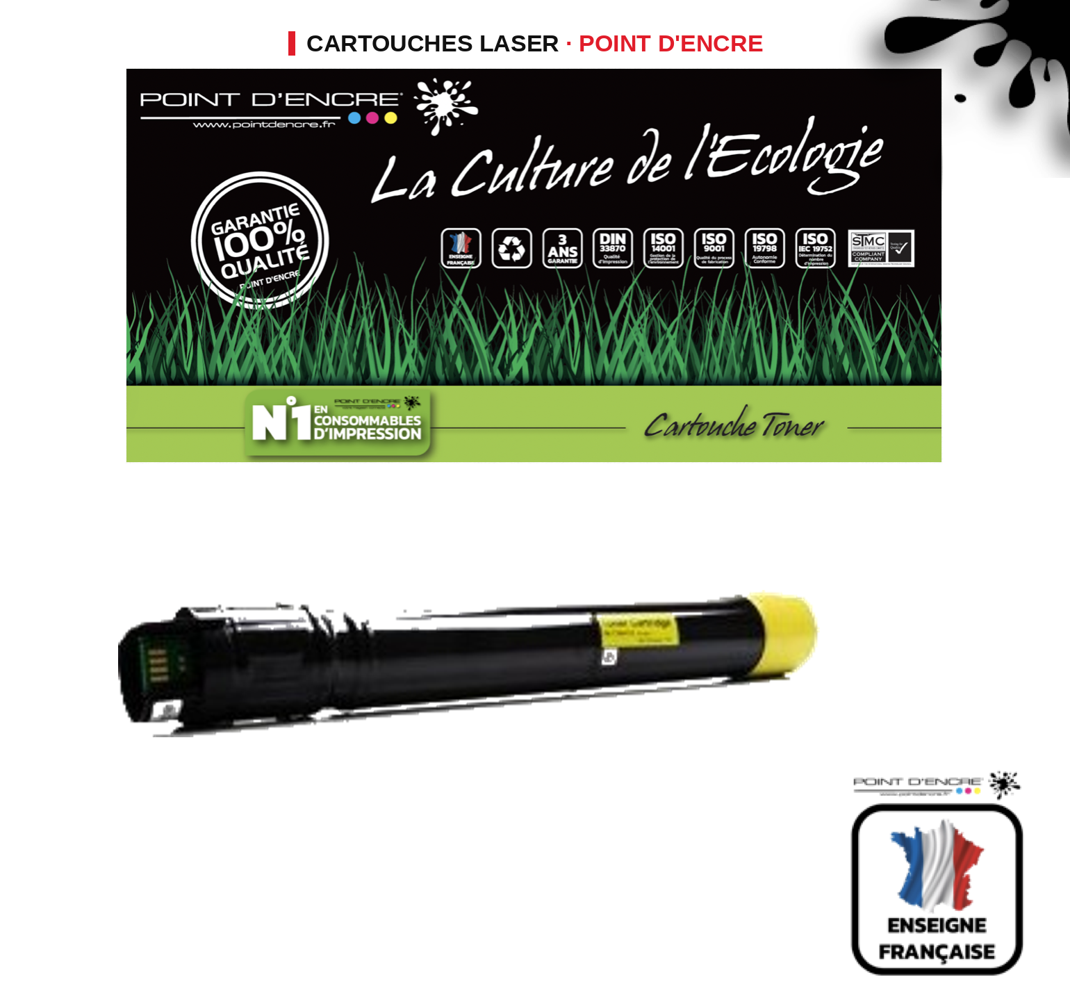 Cartouche laser POINT D'ENCRE Xerox 106R01438 — JAUNE