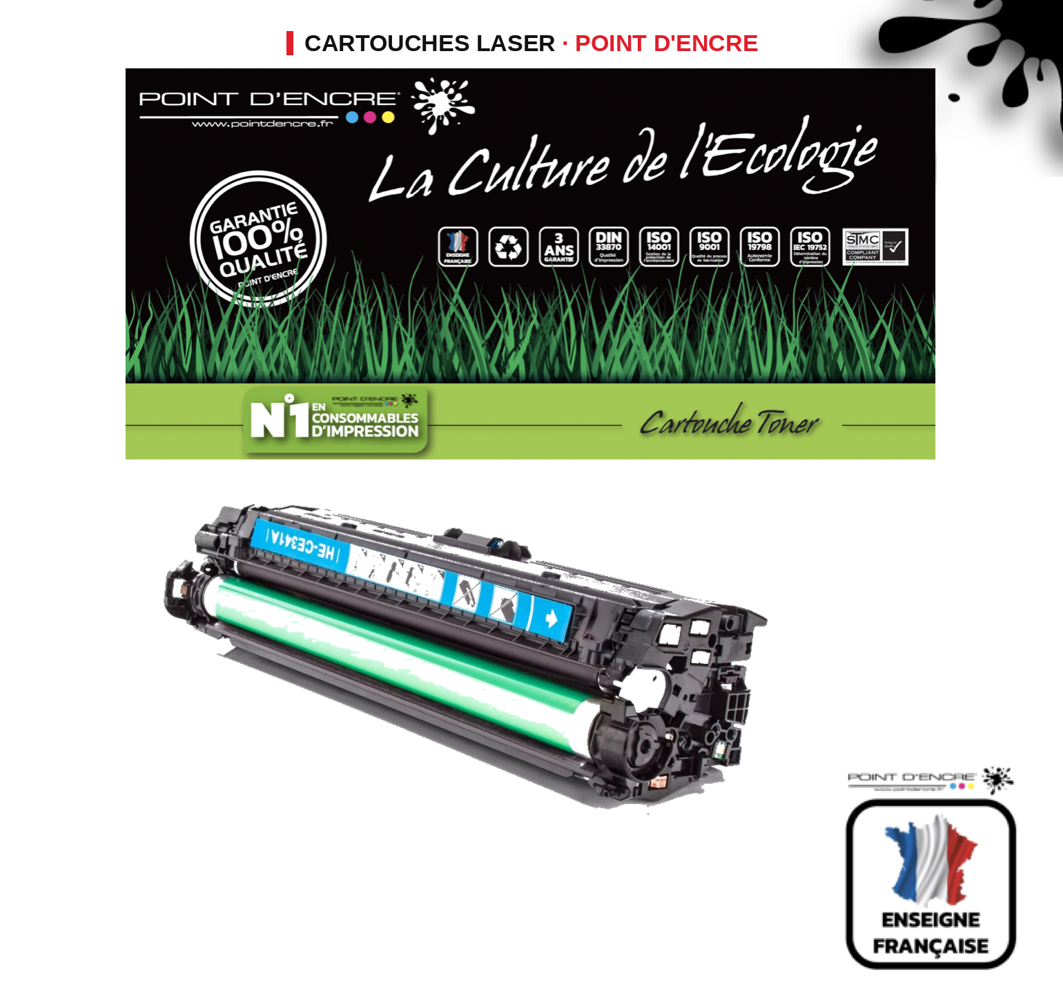 Cartouche laser POINT D'ENCRE Hp 651A — CYAN