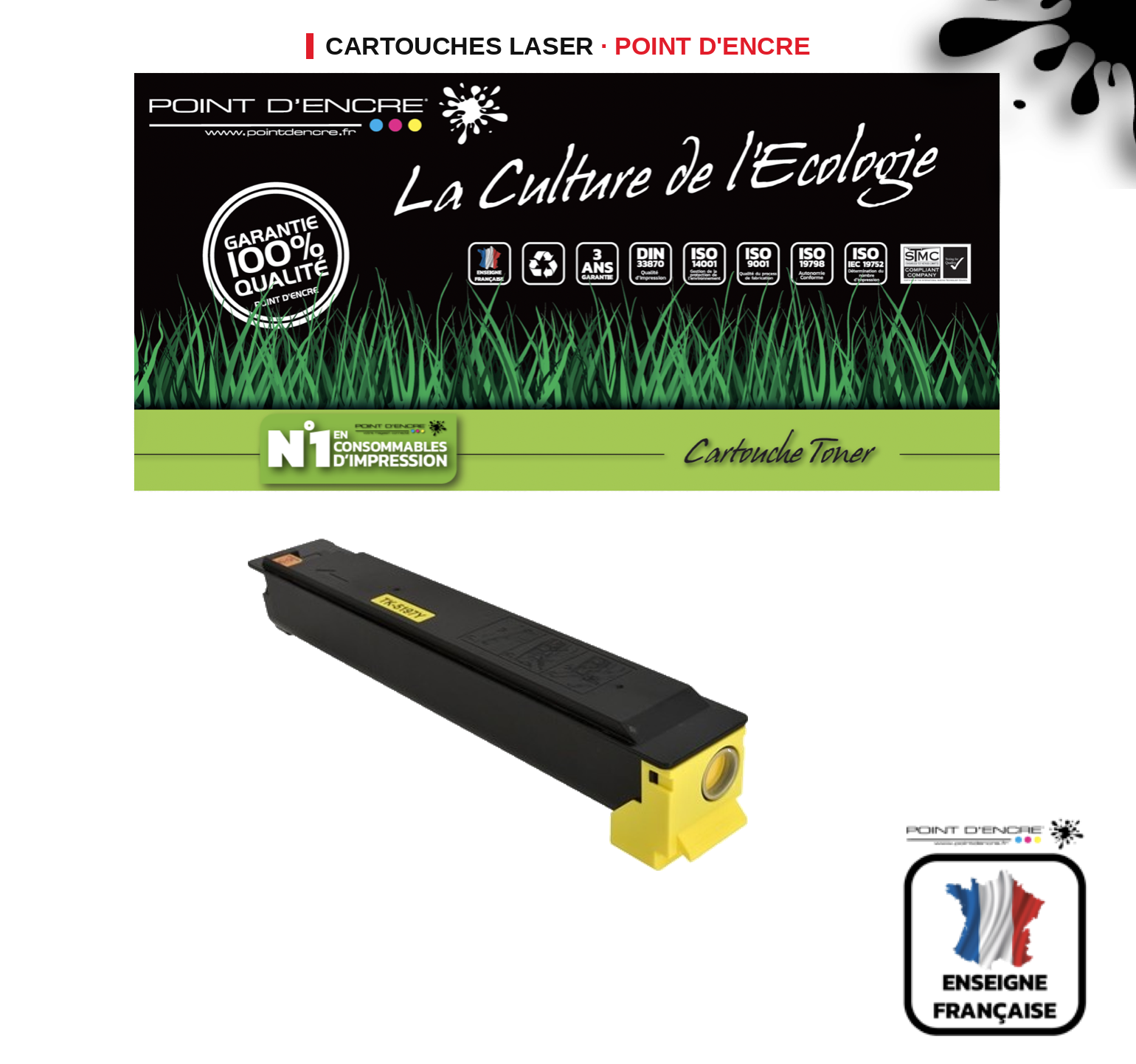 Cartouche laser POINT D'ENCRE Kyocera 5215Y — JAUNE