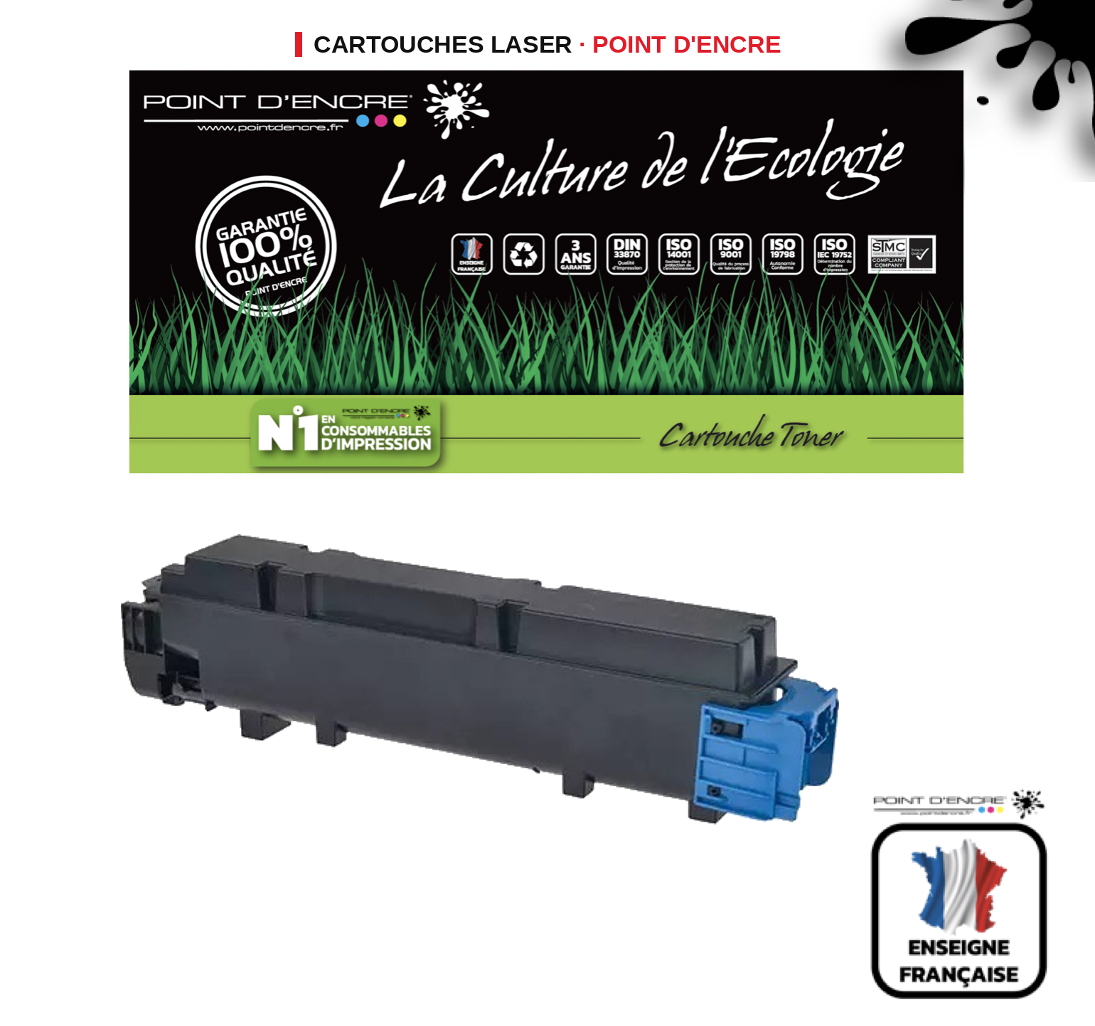 Cartouche laser POINT D'ENCRE Kyocera TK5390 — CYAN