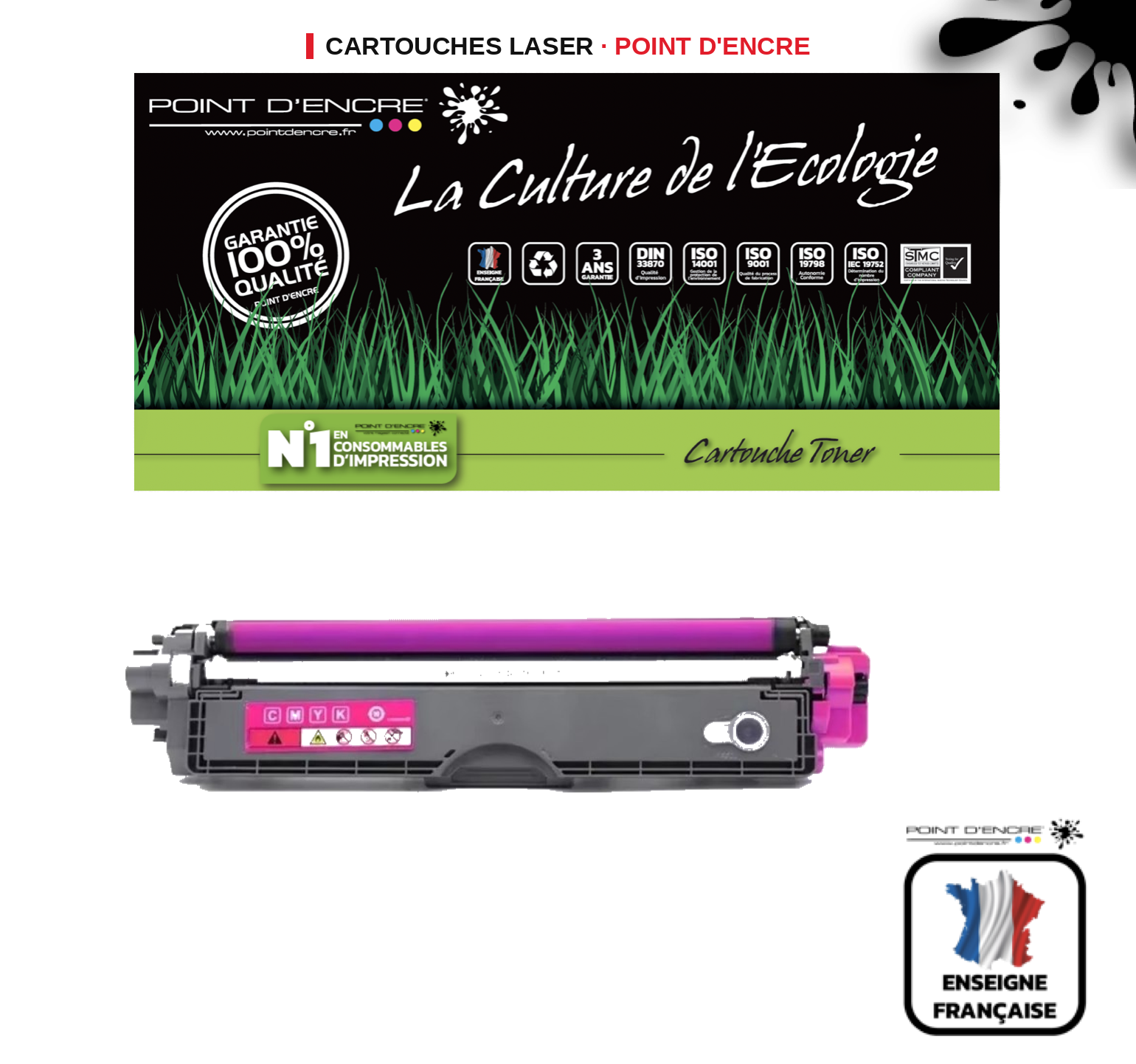 Cartouche laser POINT D'ENCRE Brother 249M — MAGENTA