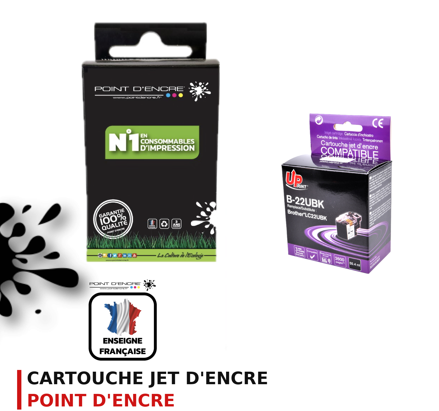 Cartouche d'encre POINT D'ENCRE Brother 22UBK — NOIR