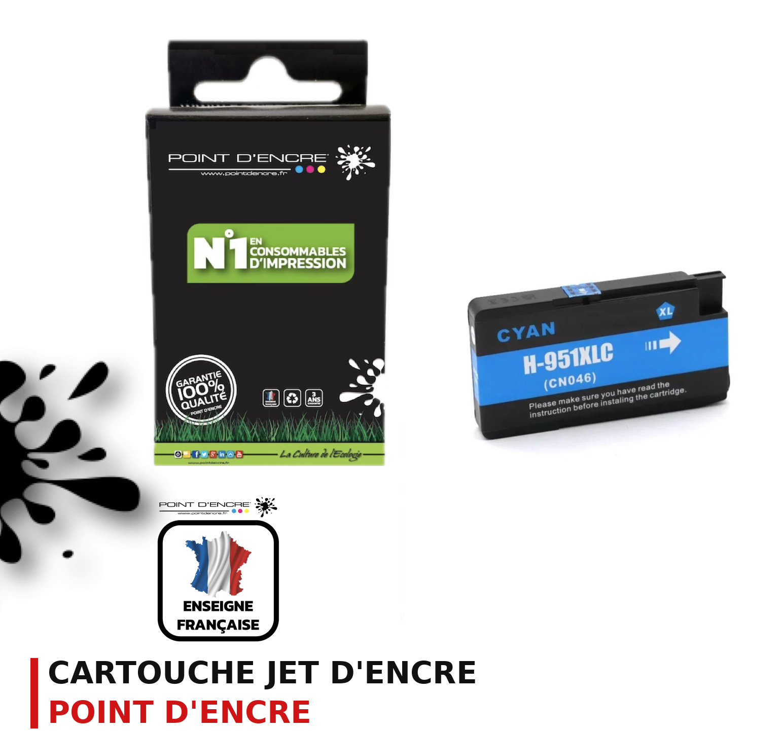 Cartouche d'encre POINT D'ENCRE Hp 951XL — CYAN