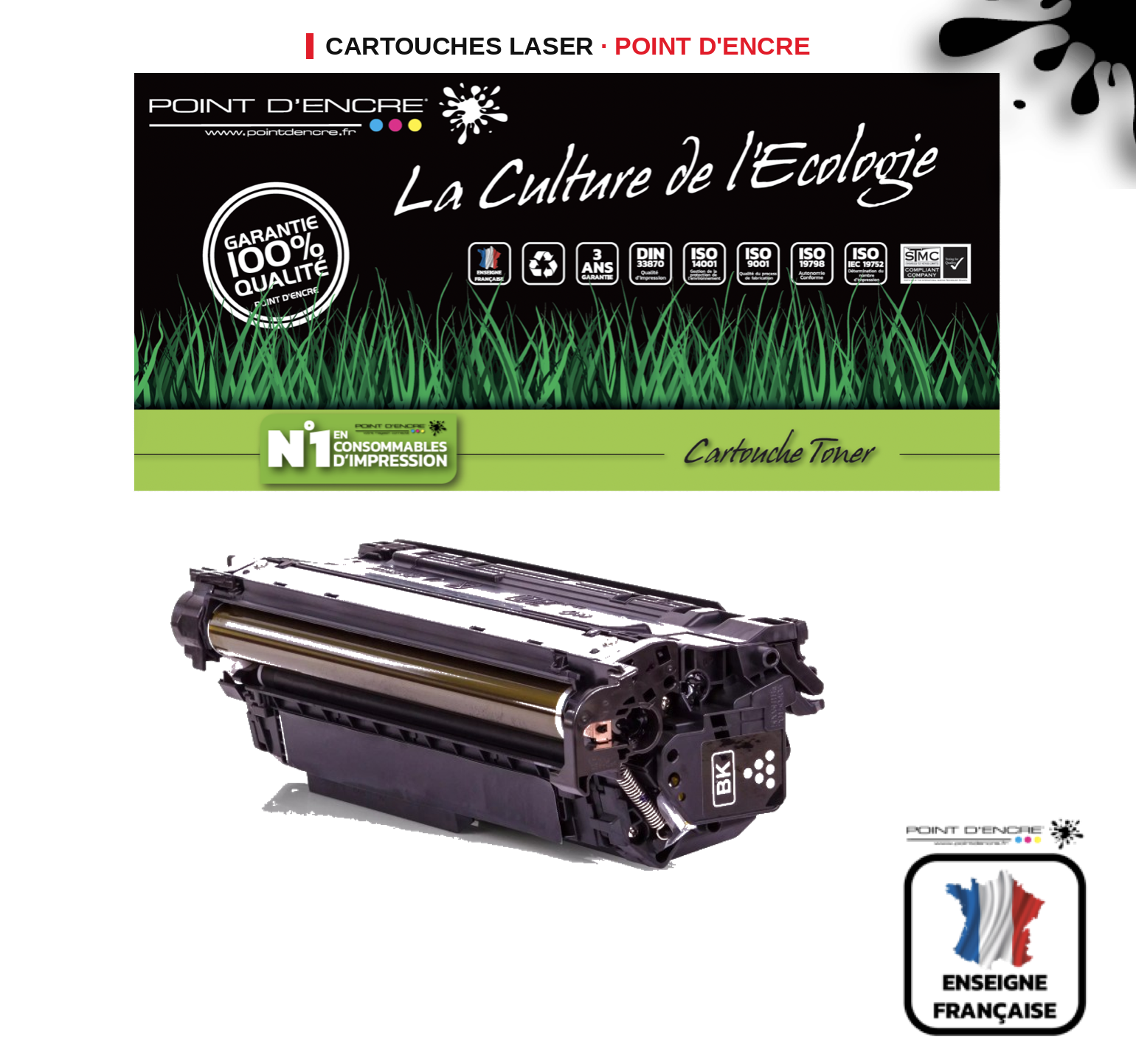 Cartouche laser POINT D'ENCRE Hp 652A — NOIR