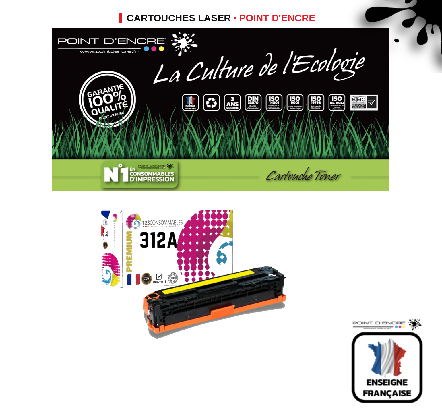 Cartouche laser POINT D'ENCRE Hp 312A — JAUNE