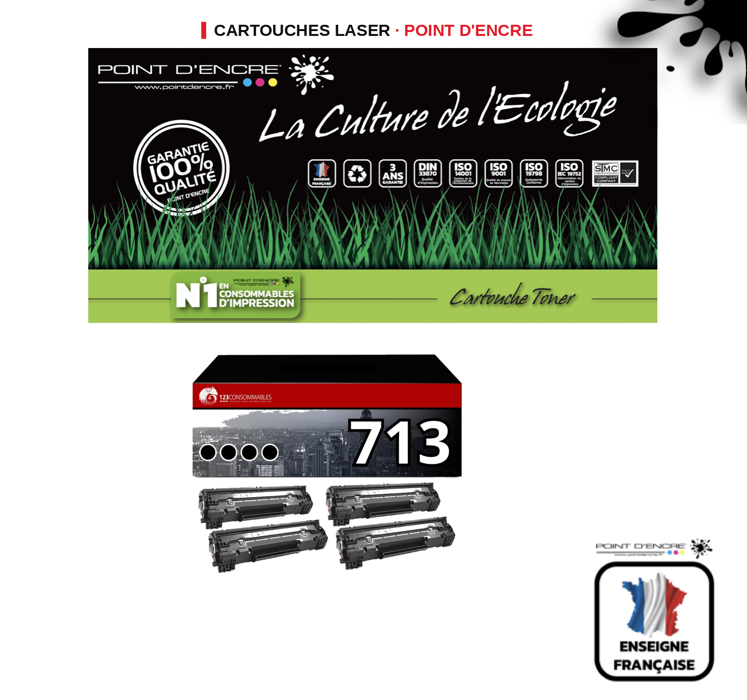 Cartouche laser POINT D'ENCRE Canon 713 — NOIR