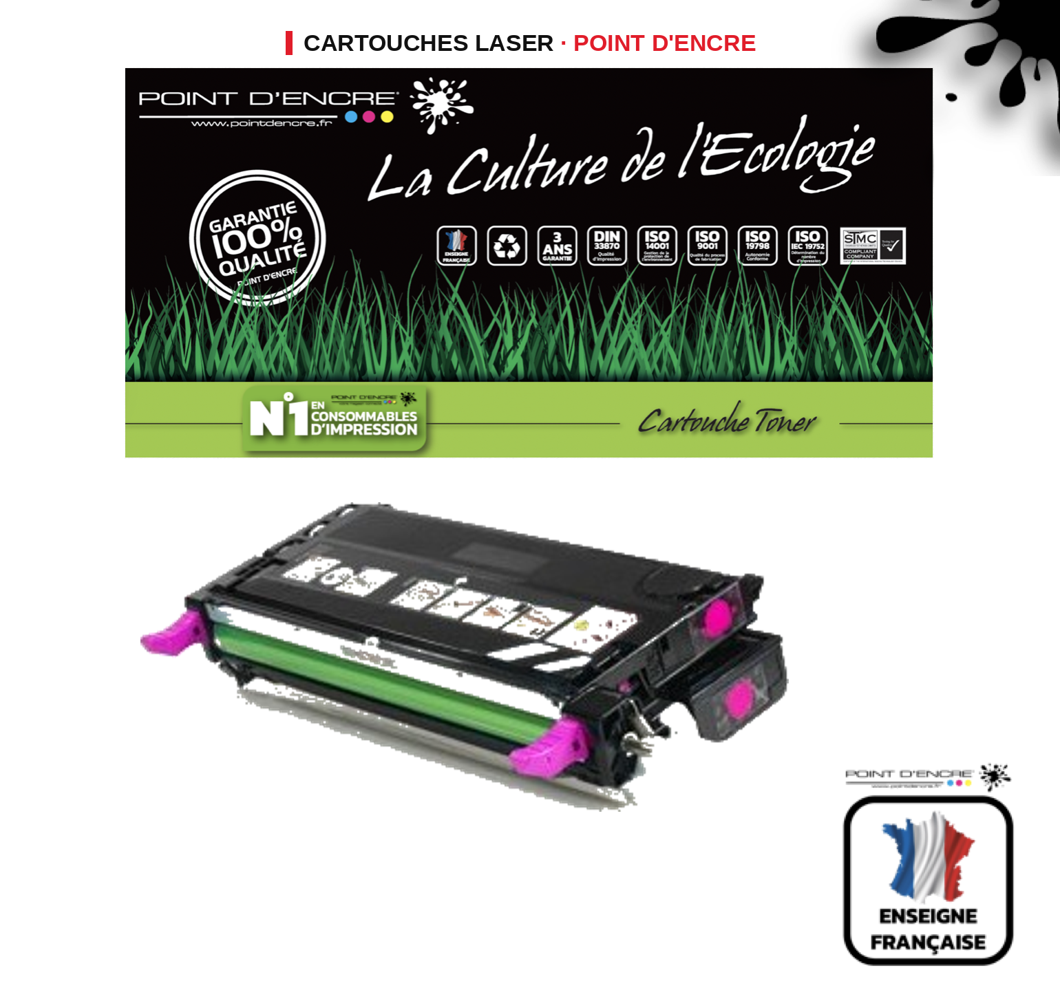 Cartouche laser POINT D'ENCRE Xerox 113R00724 — MAGENTA