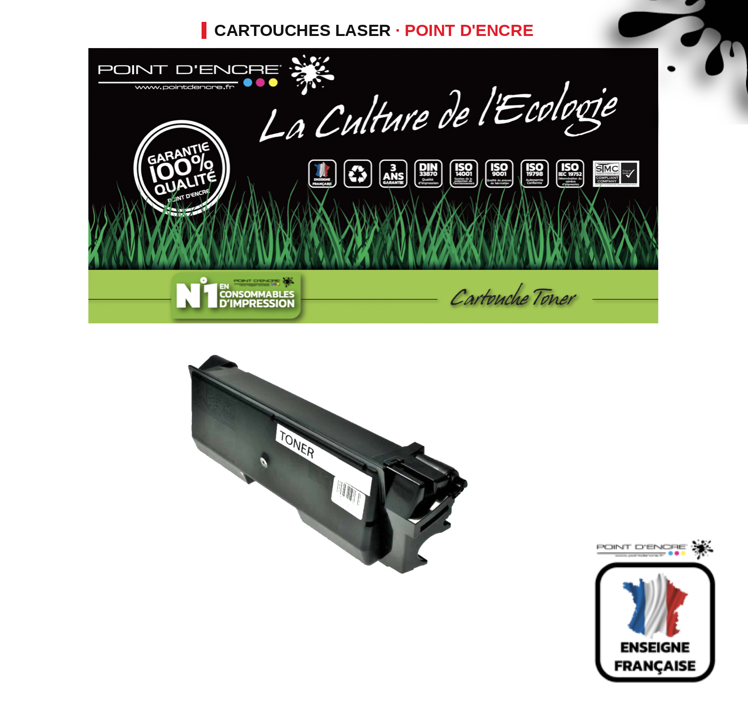 Cartouche laser POINT D'ENCRE Kyocera TK580K — NOIR
