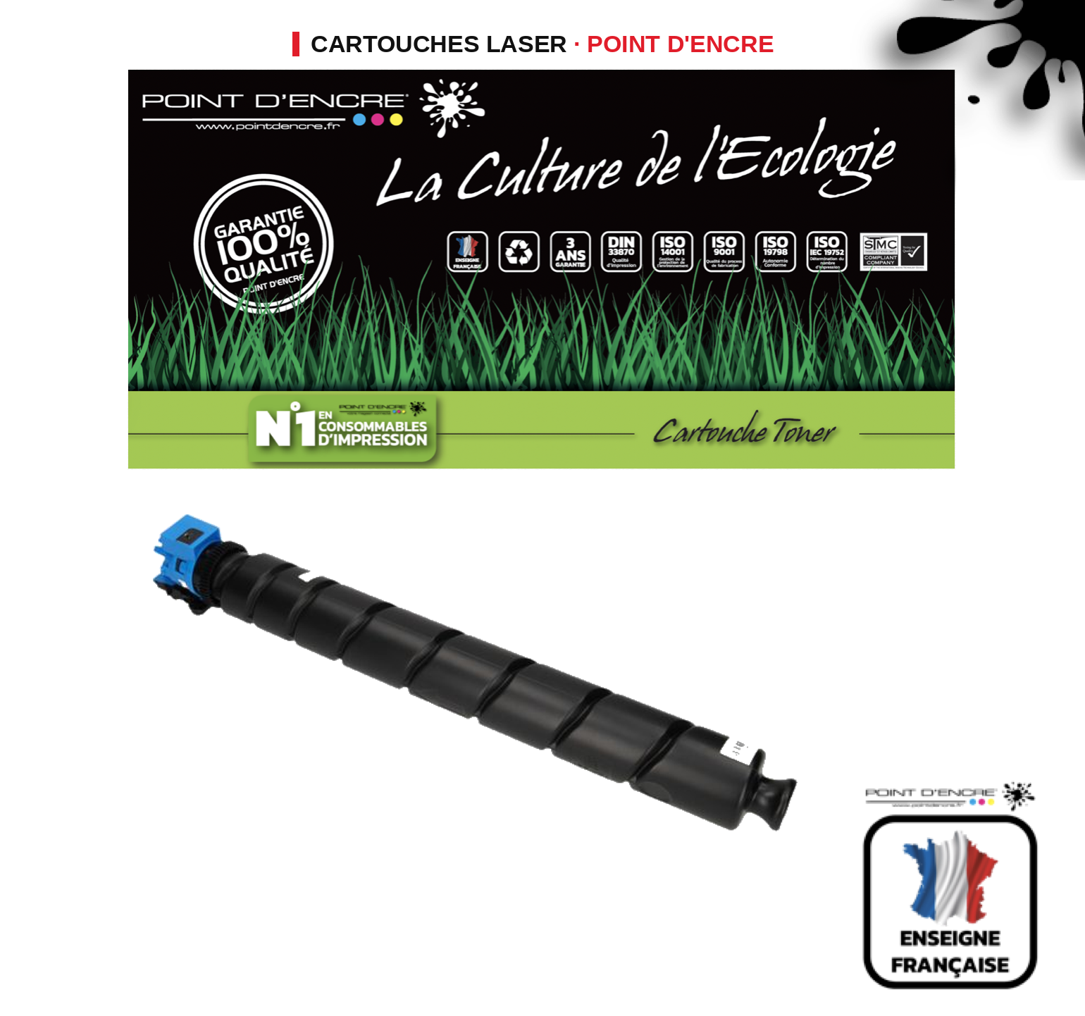 Cartouche laser POINT D'ENCRE Kyocera TK8515 — CYAN