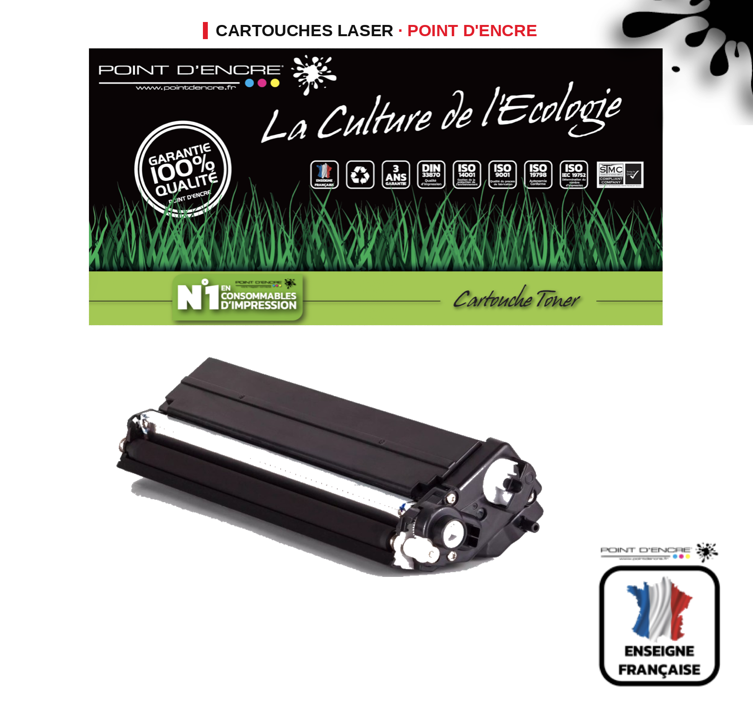 Cartouche laser POINT D'ENCRE Brother 423 — NOIR