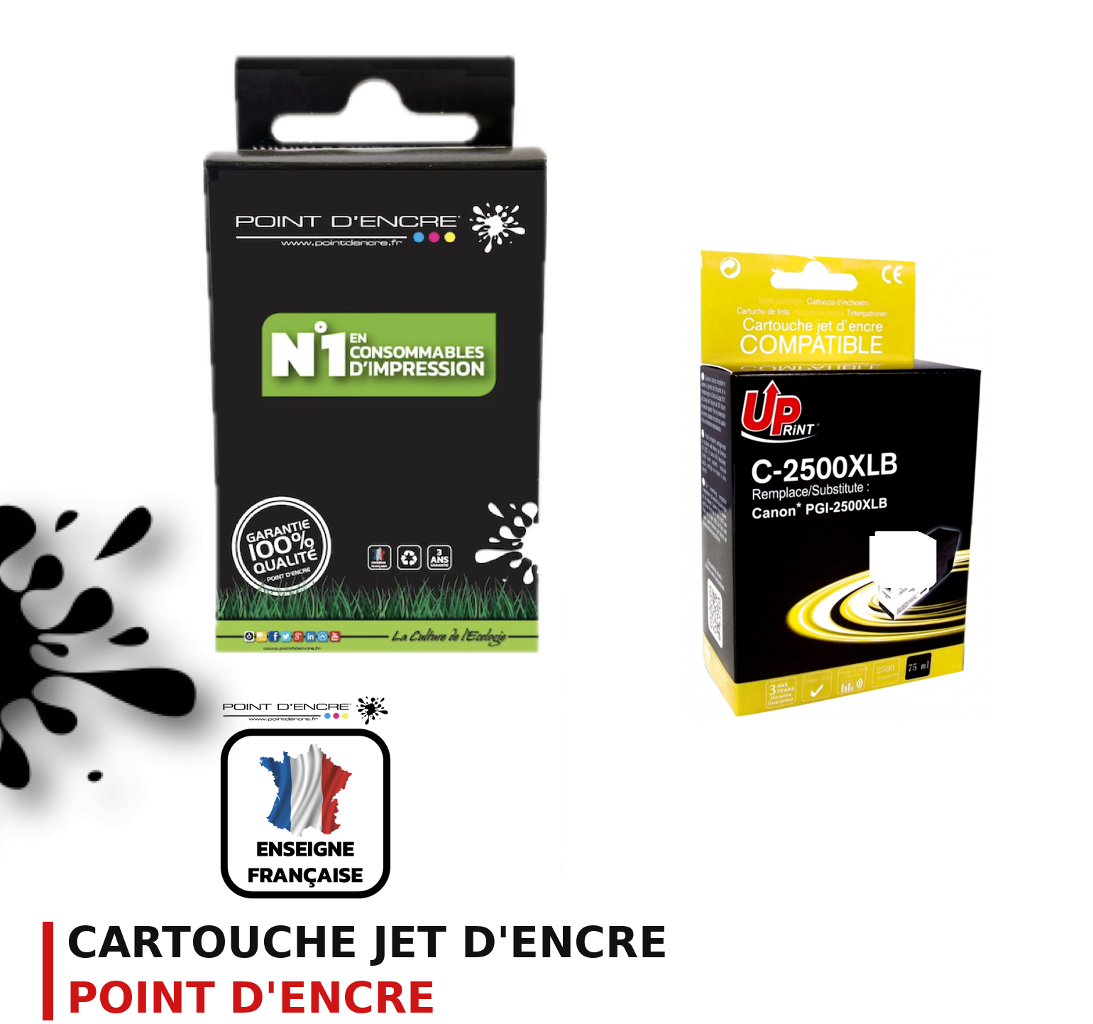 Cartouche d'encre POINT D'ENCRE Canon PGI2500XLBK — NOIR