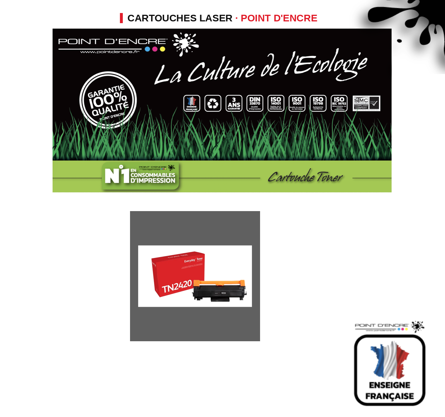 Cartouche laser POINT D'ENCRE Brother TN2420 — NOIR