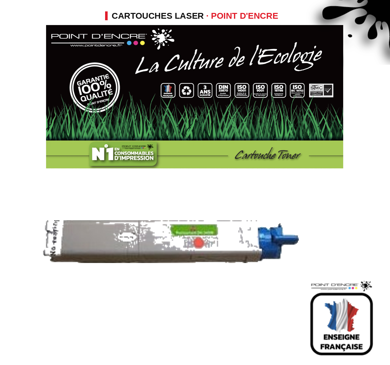 Cartouche laser POINT D'ENCRE Oki 43459330 — MAGENTA