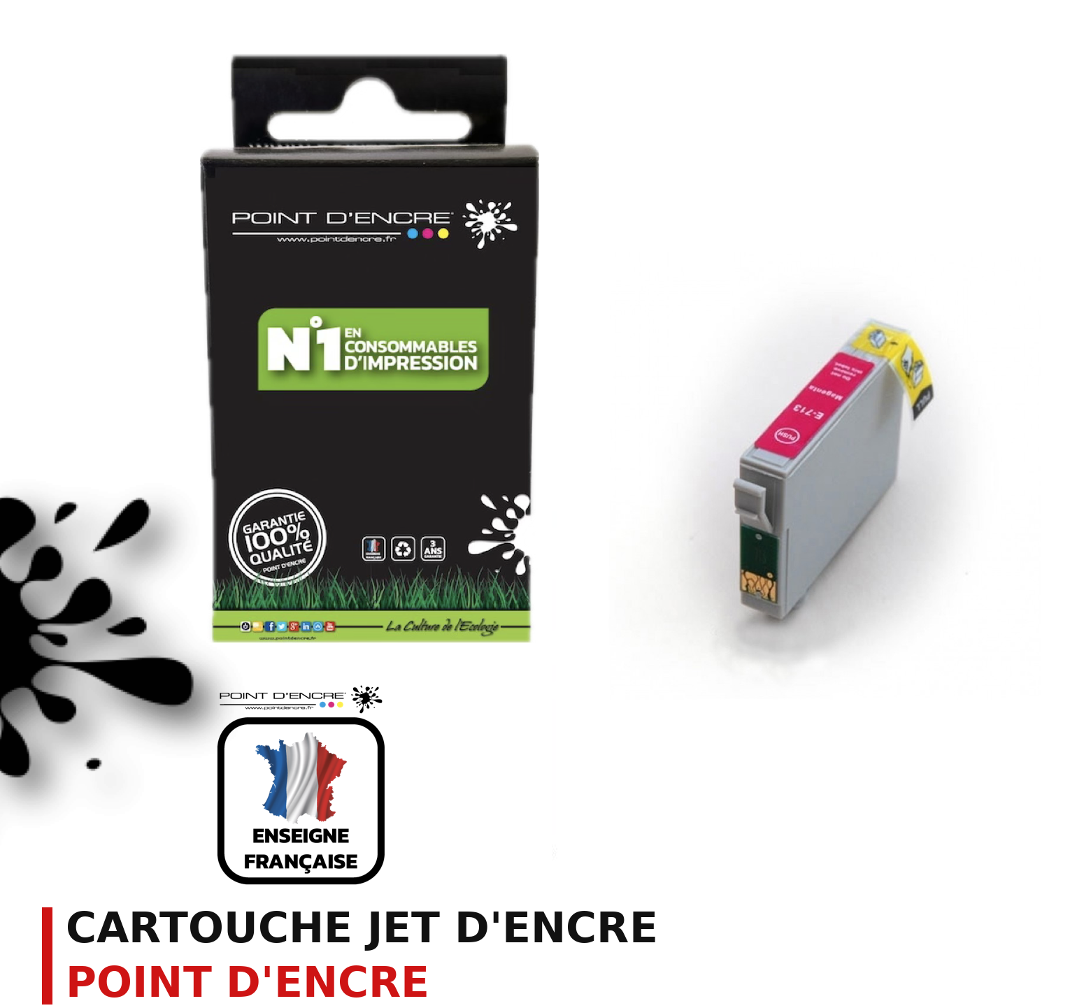 Cartouche d'encre POINT D'ENCRE Epson T0713 — MAGENTA