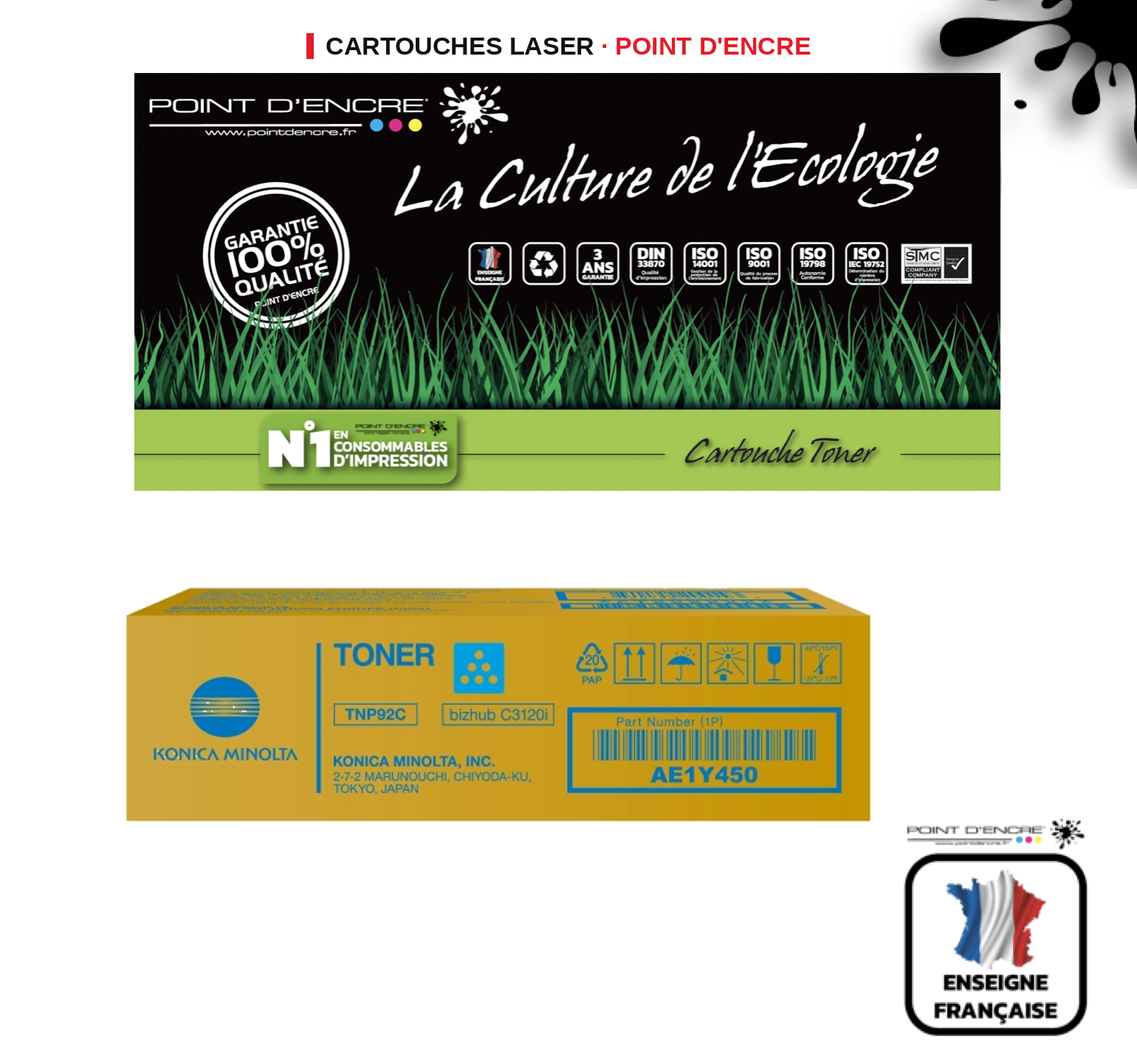 Cartouche laser POINT D'ENCRE Konica Minolta TNP92 — CYAN