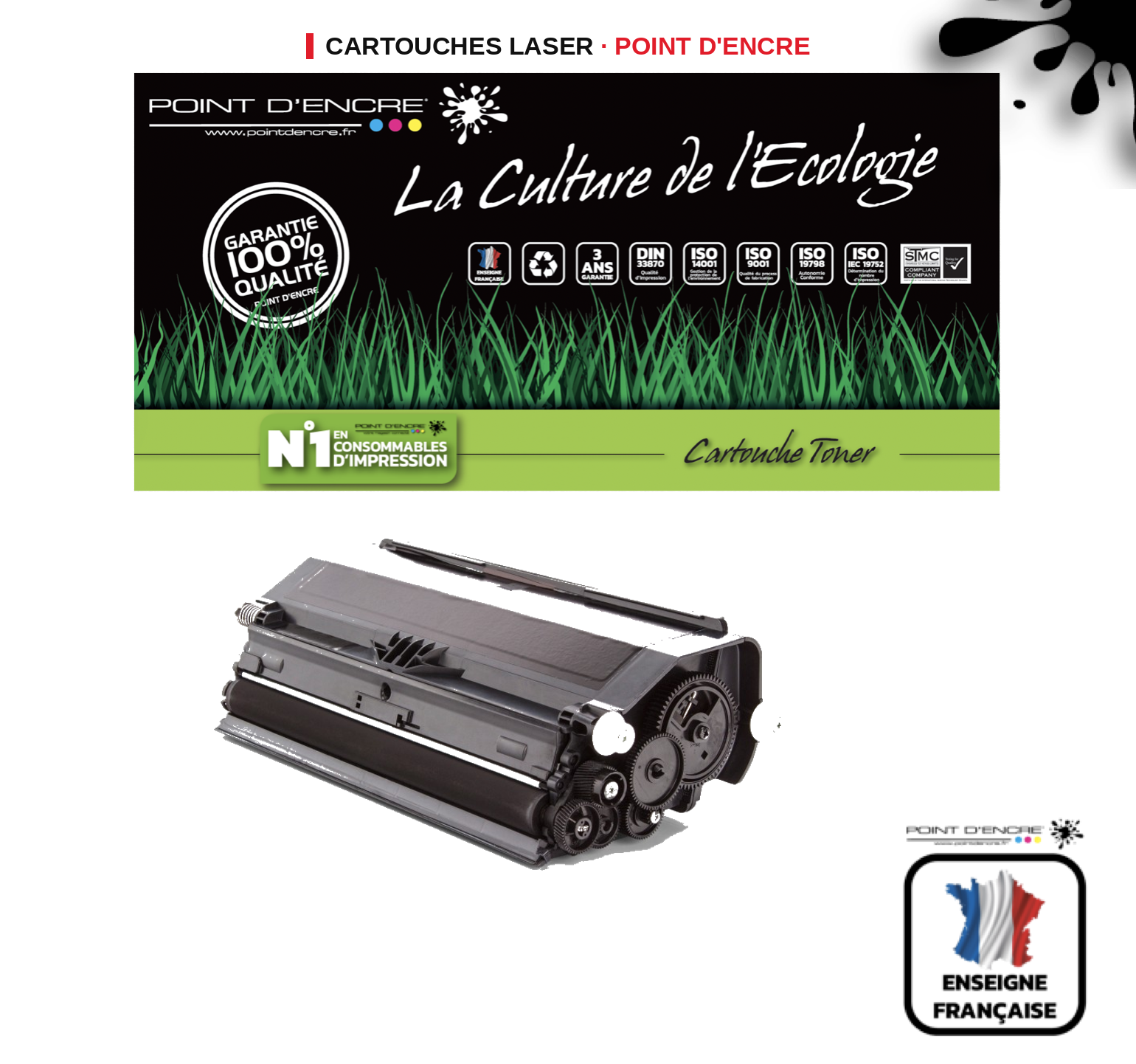 Cartouche laser POINT D'ENCRE Lexmark E460X21E — NOIR